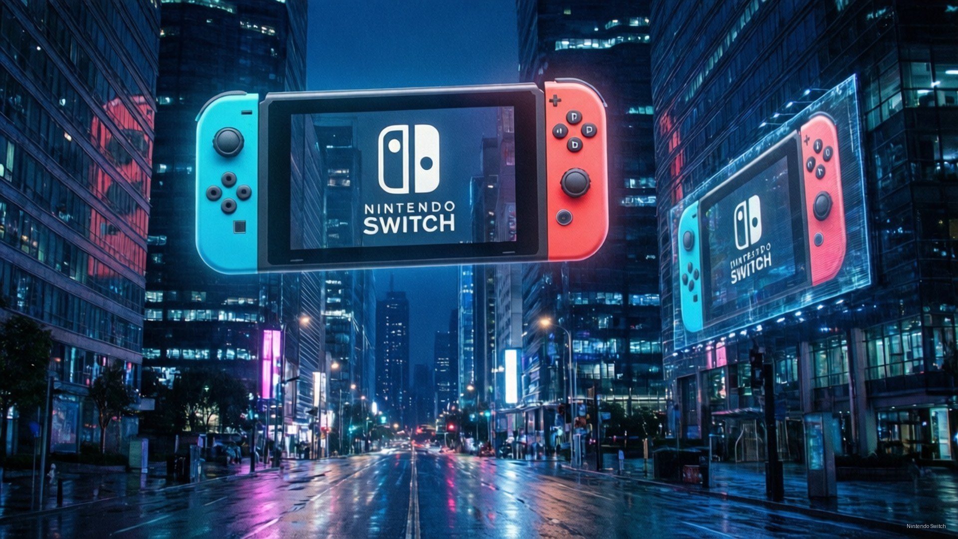 Πόλη Cyberpunk με Nintendo Switch Ταπετσαρία