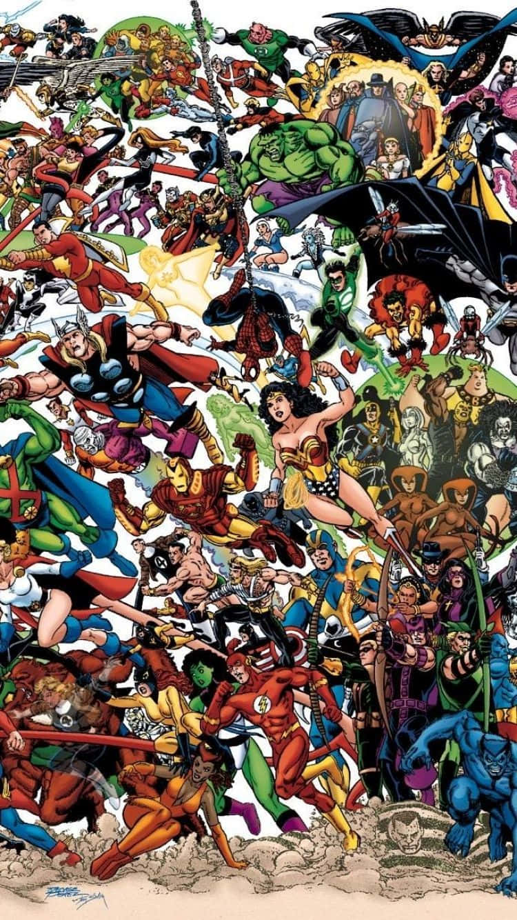 Συνεργασία Ηρώων DC και Marvel σε Κολάζ Ταπετσαρία