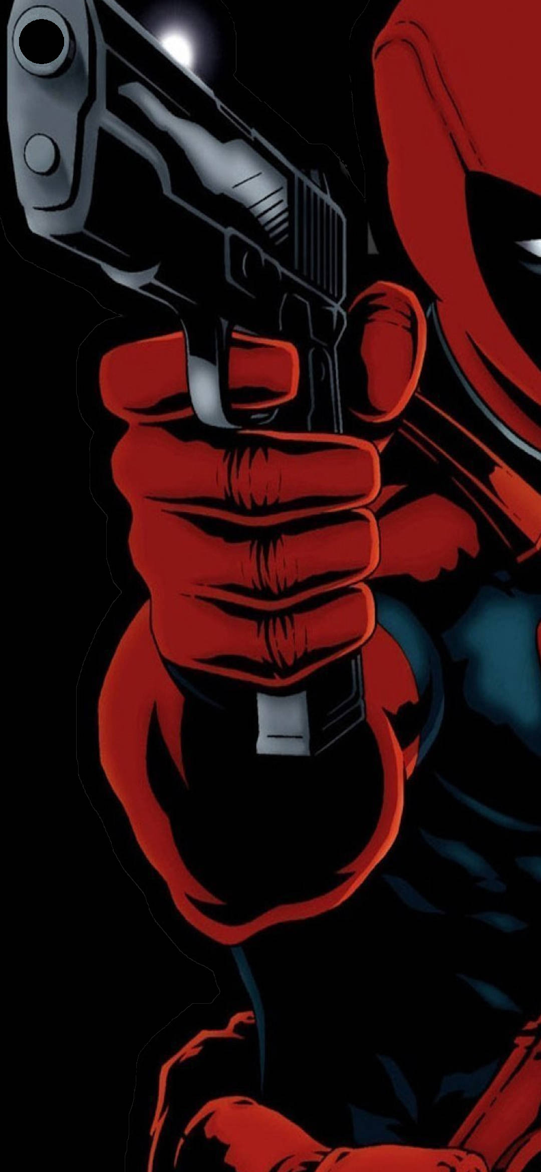 Deadpool Κρατώντας Πιστόλι Τρύπα Γροθιάς Ταπετσαρία