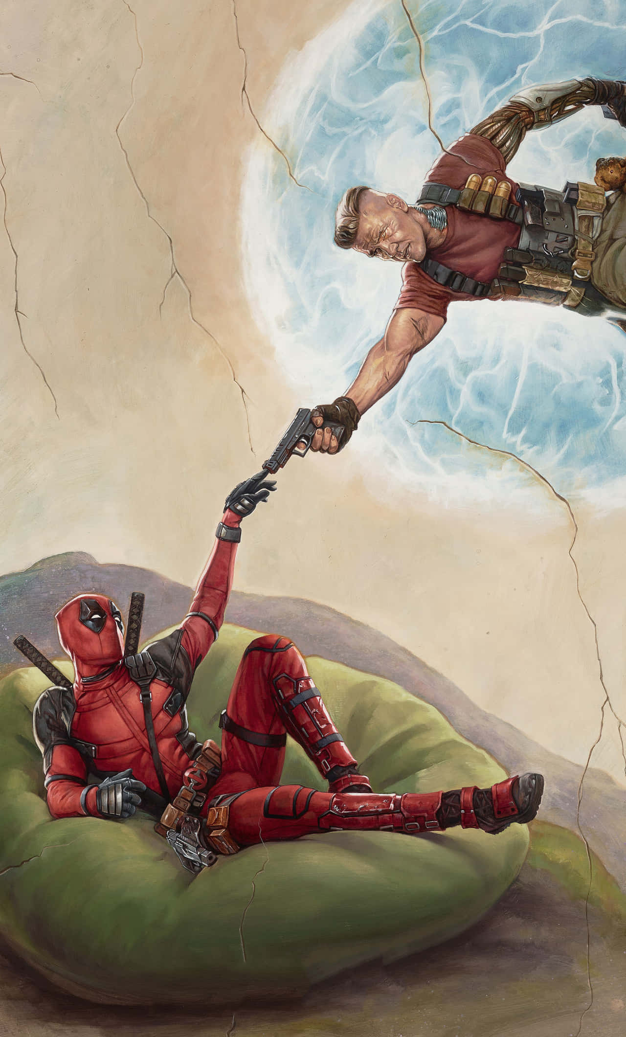 Deadpool Εκδοχή Της Δημιουργίας Του Αδάμ 4K Ταπετσαρία