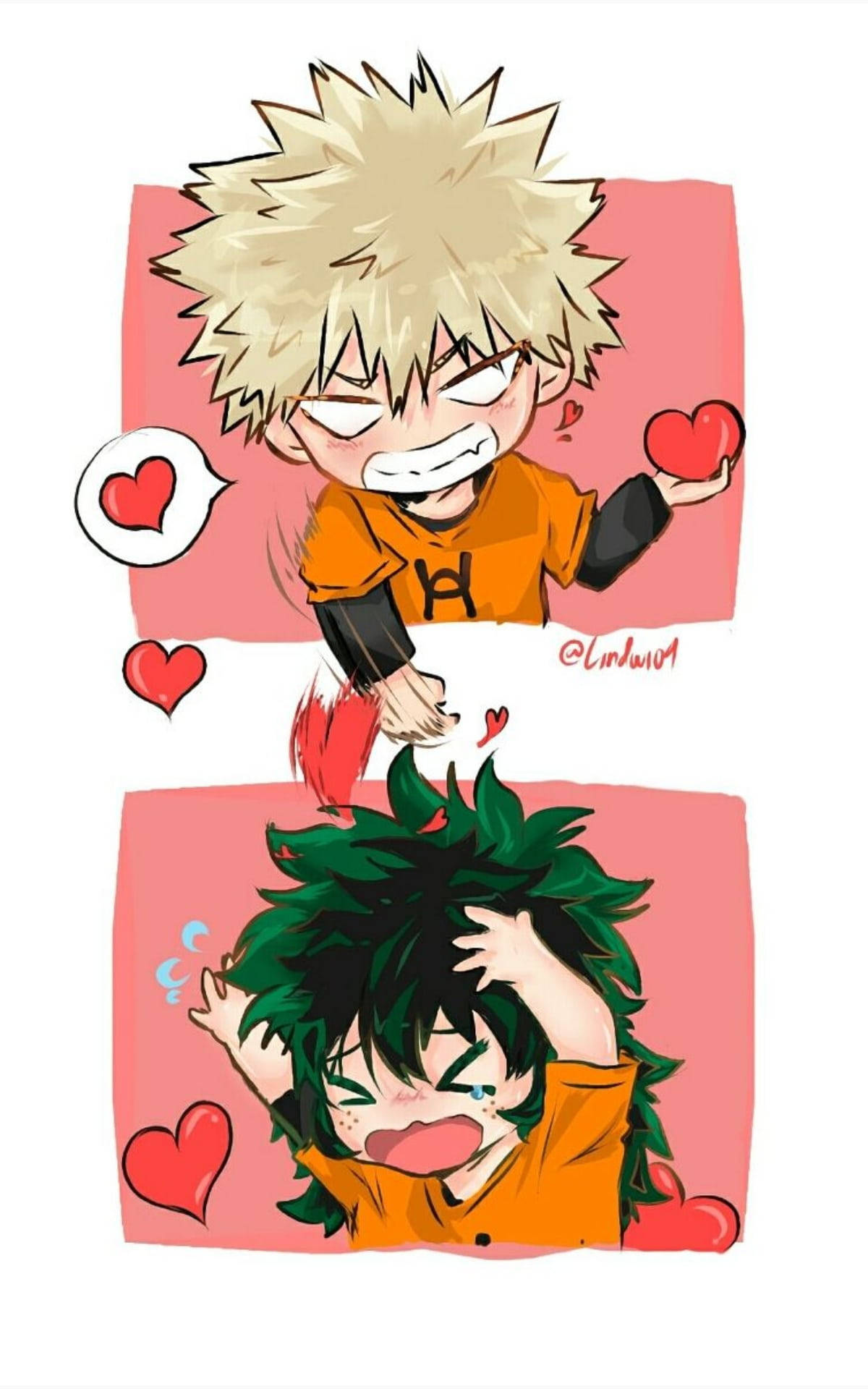 Χαριτωμένο Deku και Bakugou Καρτούν Ταπετσαρία