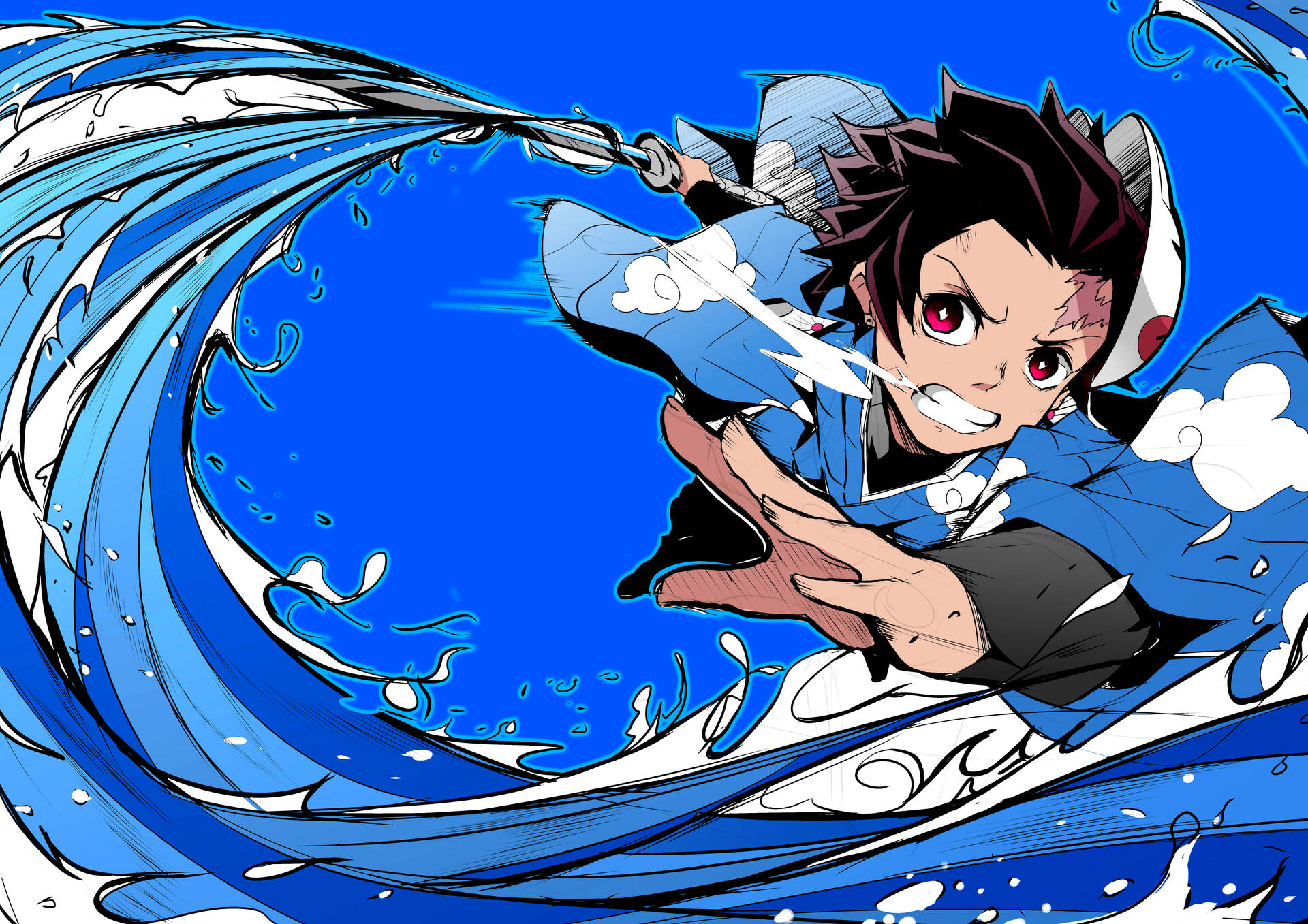 Demon Slayer 4k Tanjiro Μπλε Ταπετσαρία — Δαίμονας Σφαγέας 4K GIF Ταπετσαρία
