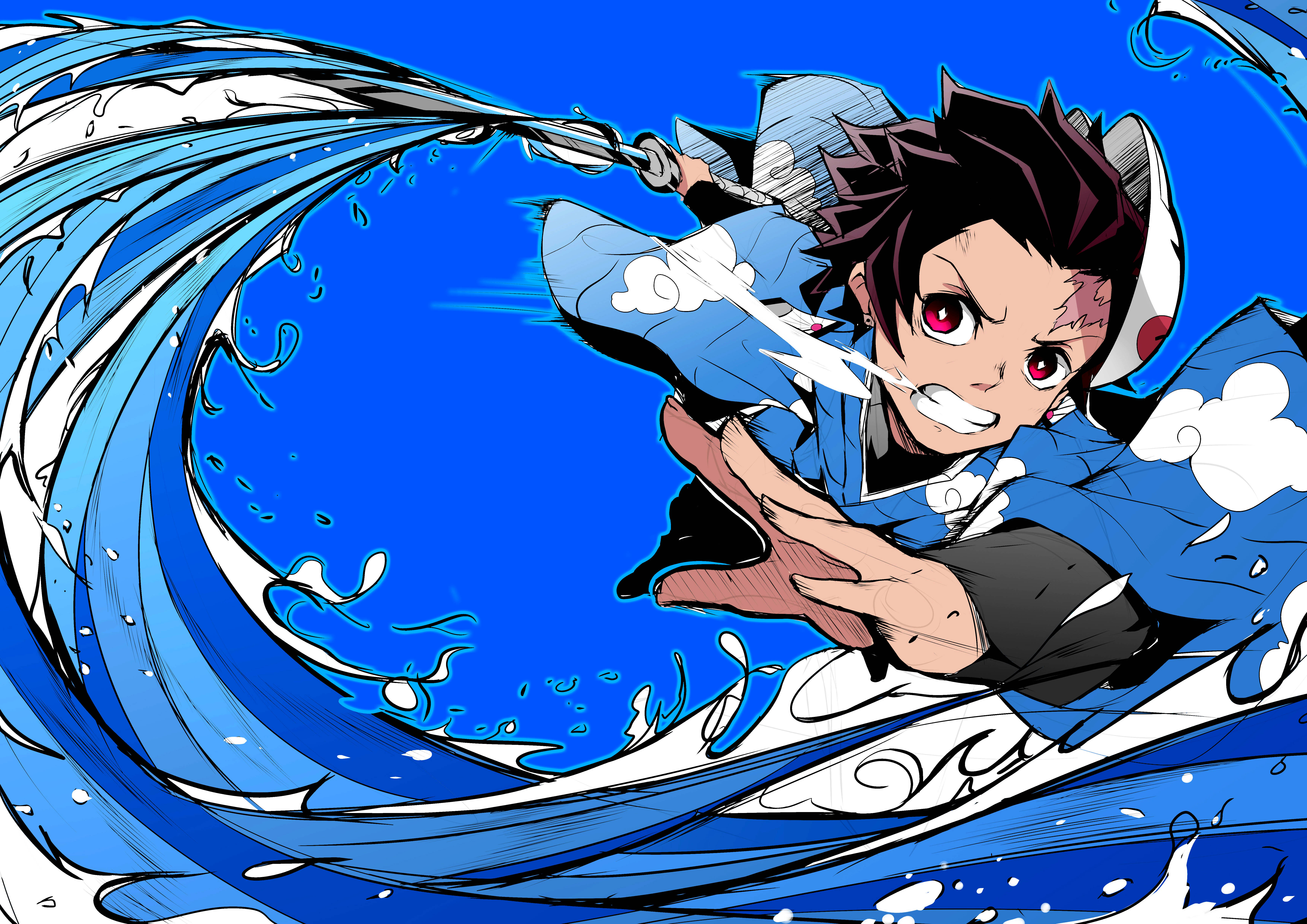 Demon Slayer 4K Tanjiro Μπλε Ταπετσαρία