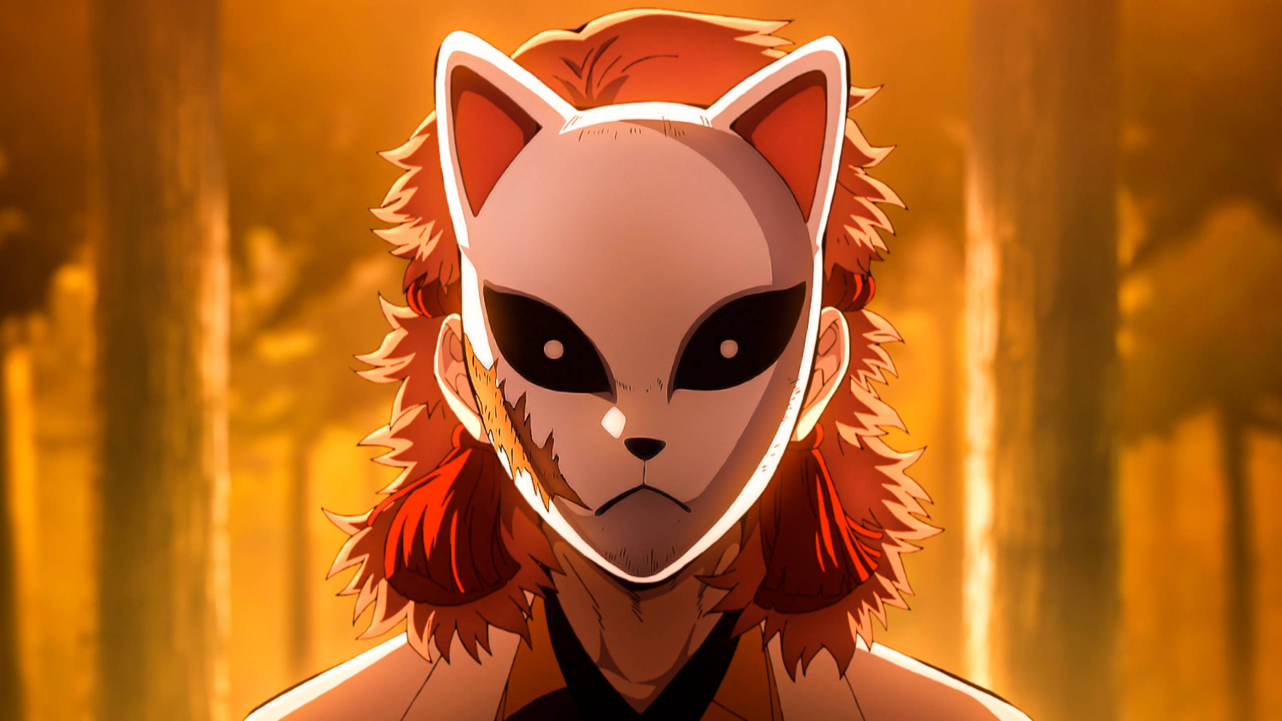 Ο Σαμπίτο φοράει μάσκα Κιτσούνε στο Demon Slayer Ταπετσαρία