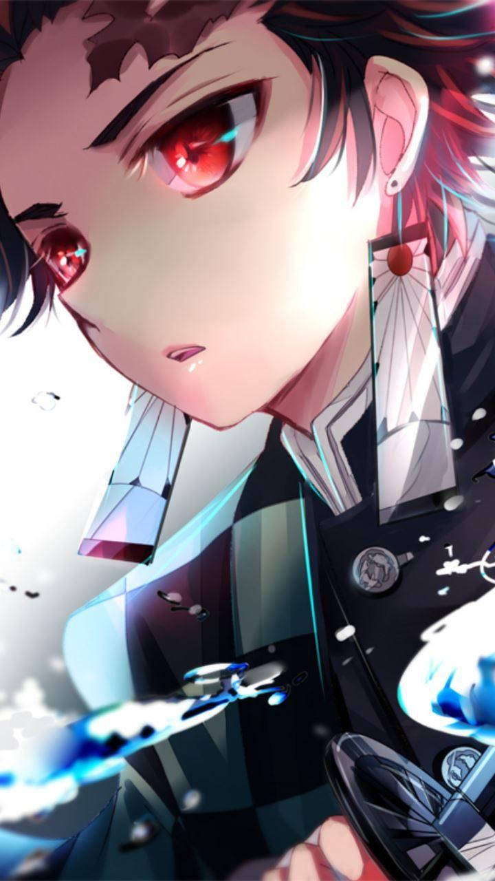 Demon Slayer Tanjiro Φλεγόμενο Κόκκινο Μάτι Ταπετσαρία
