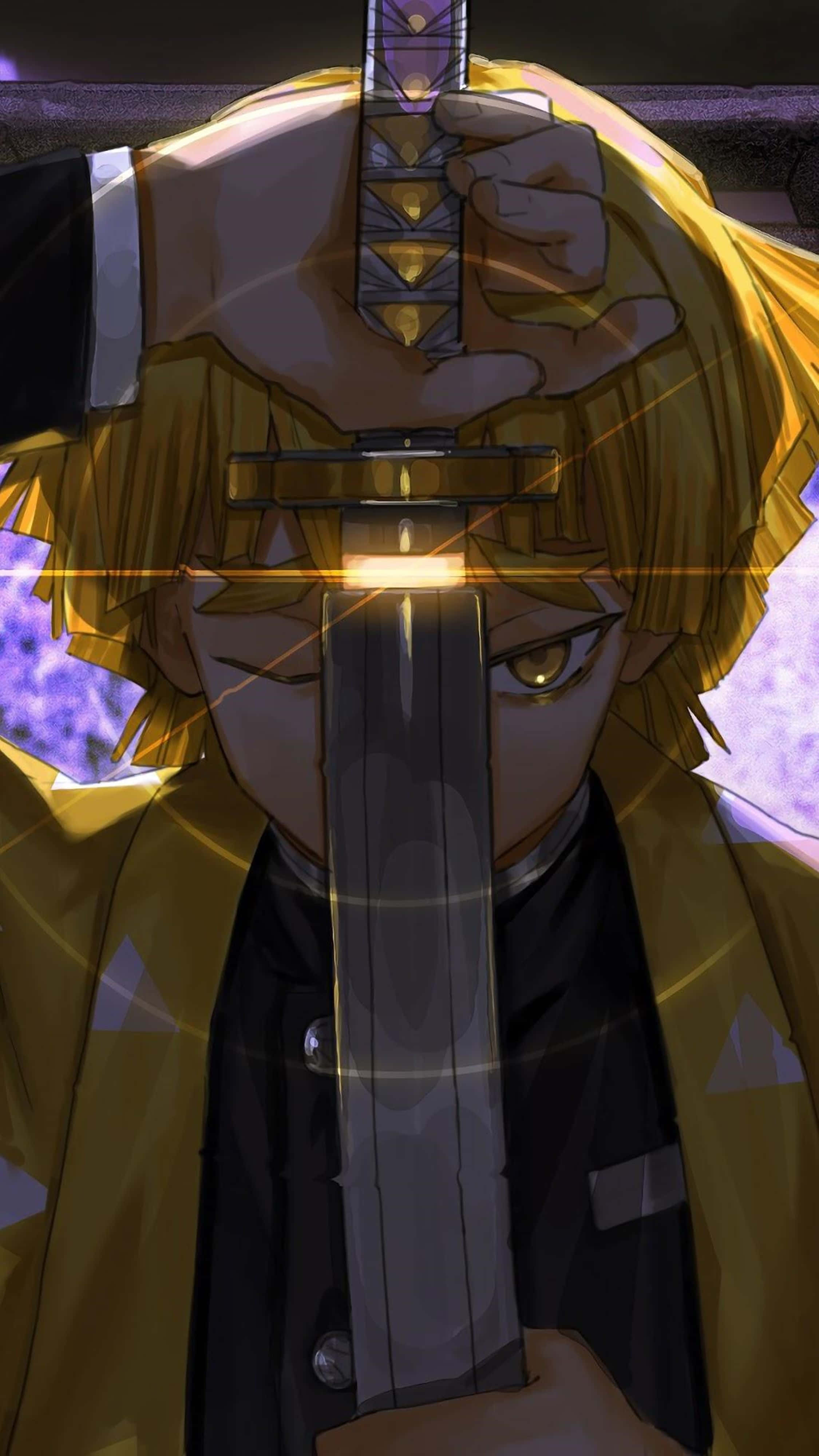 Demon Slayer Zenitsu με σπαθί 4K Ταπετσαρία