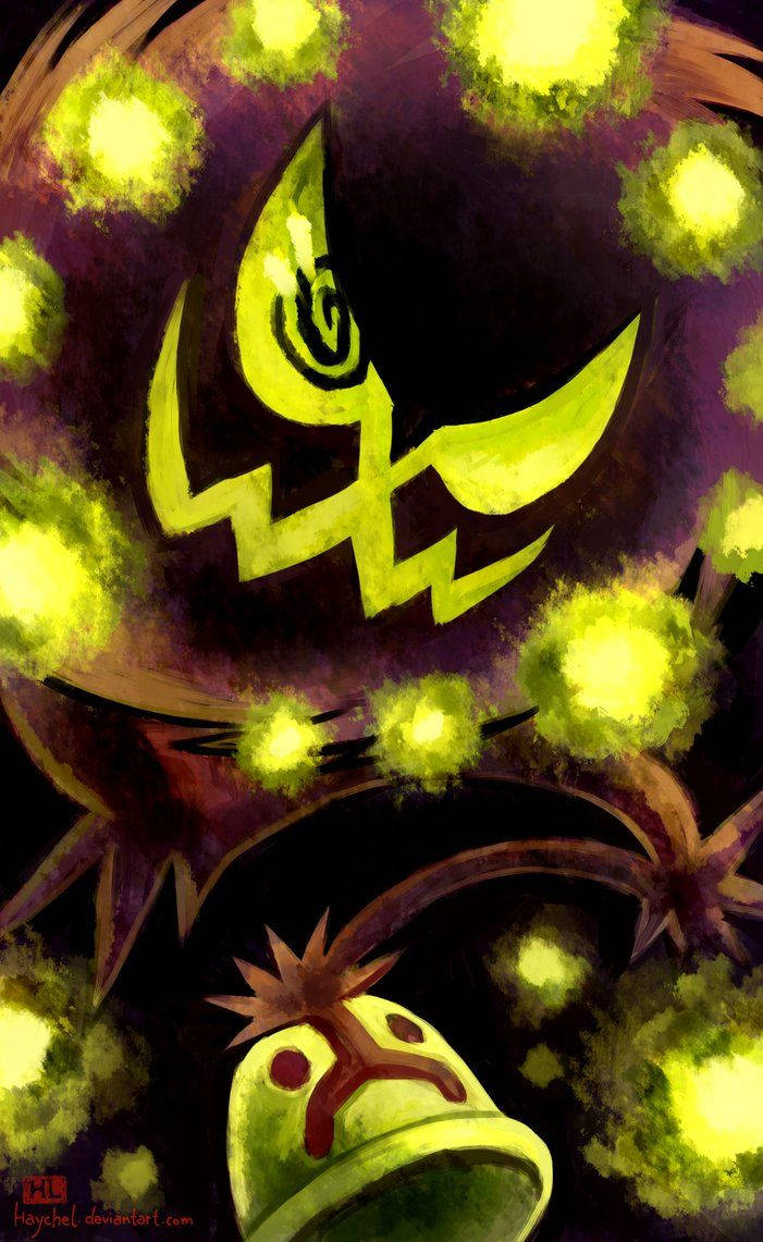 Έργο Deviantart: Το Πράσινο Spiritomb που Λάμπει από το Pokémon στις Σκιές. Ταπετσαρία