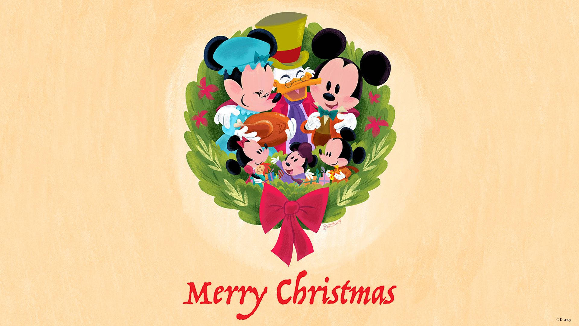 Disney 1920x1080 HD Mickey Mouse Χριστουγεννιάτικο Στεφάνι Ταπετσαρία