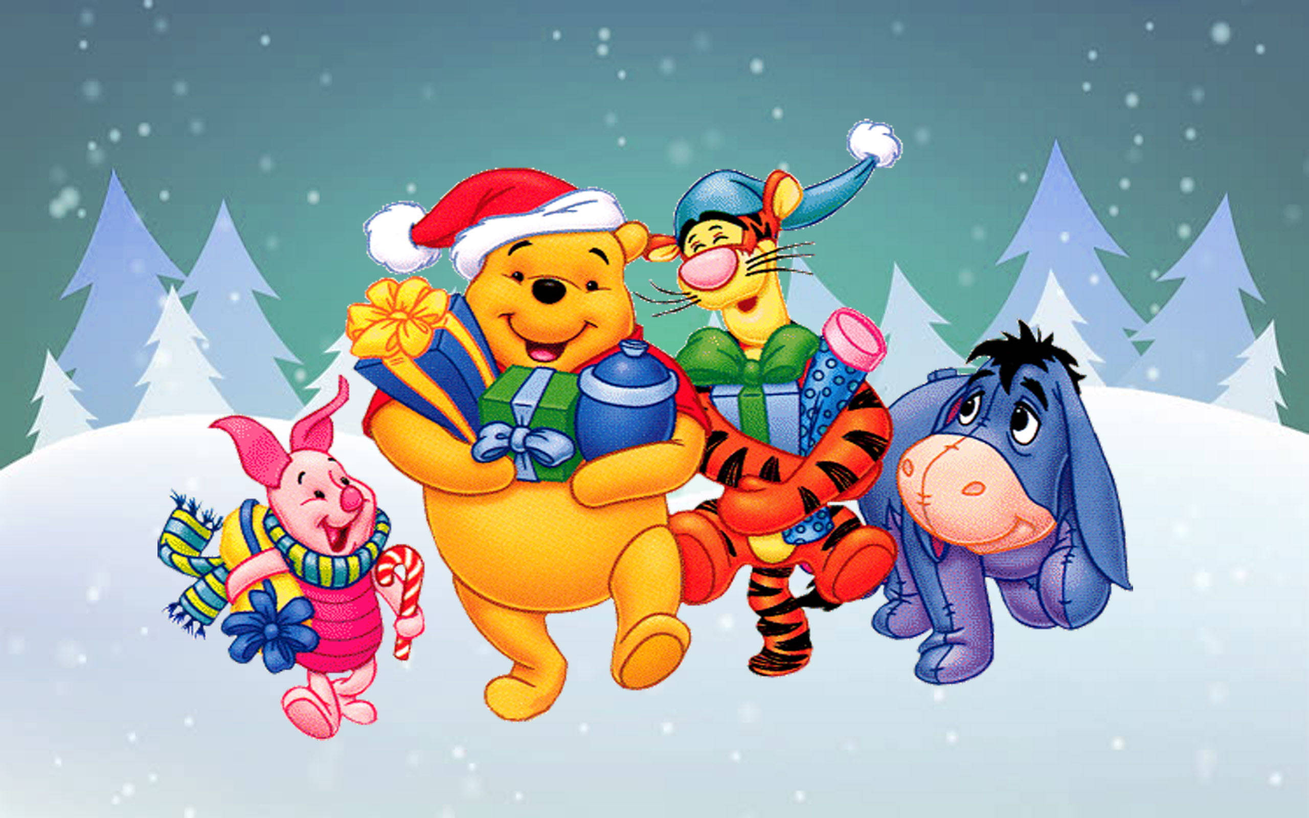 Disney Winnie The Pooh Χριστουγεννιάτικη Θεματολογία Ταπετσαρία