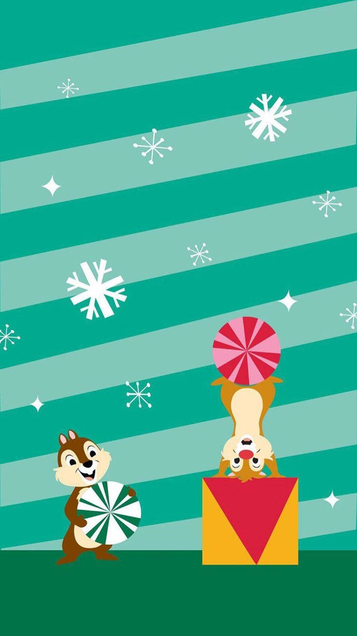 Disney Χριστούγεννα iPhone Chip 'N Dale Ταπετσαρία