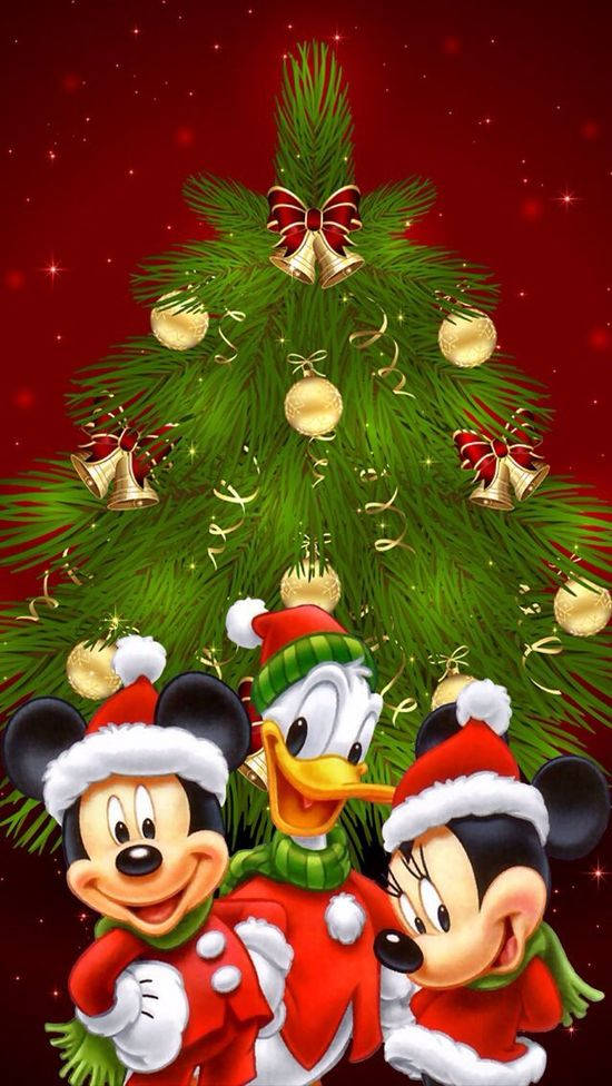 Disney Χριστούγεννα iPhone Mickey και Χαρούμενοι Φίλοι Ταπετσαρία