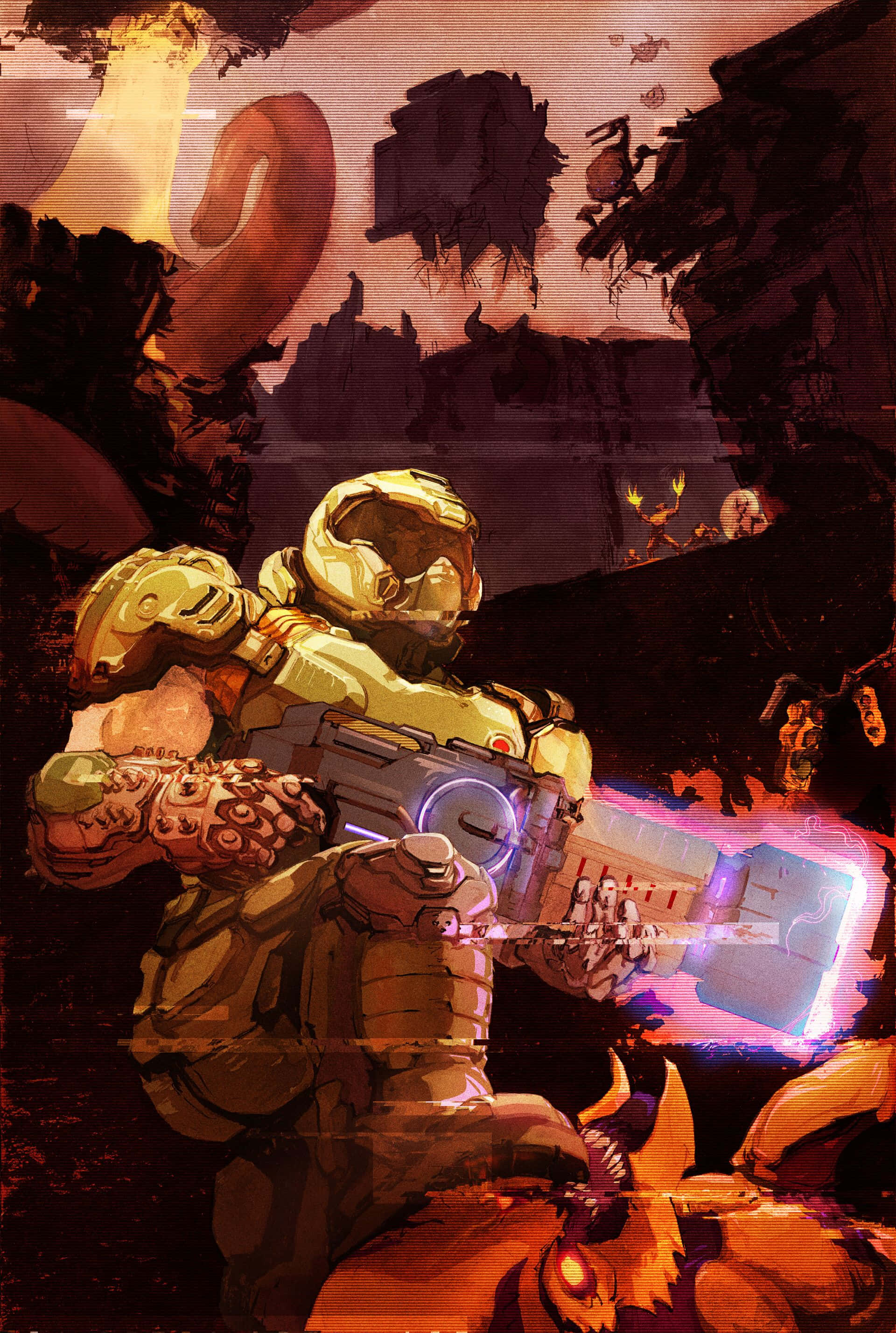Έντονη Σκηνή Μάχης στο Σύμπαν του DOOM Ταπετσαρία
