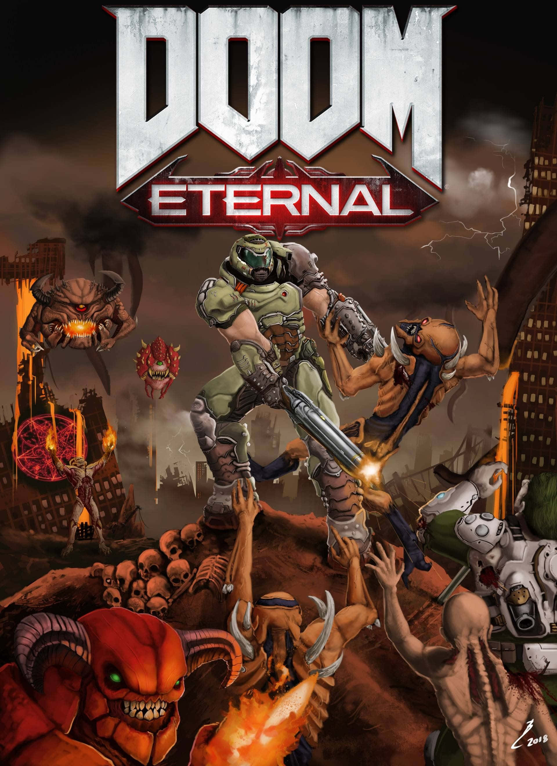 Doom Guy Pixel 3xl Φόντο Doom Ταπετσαρία
