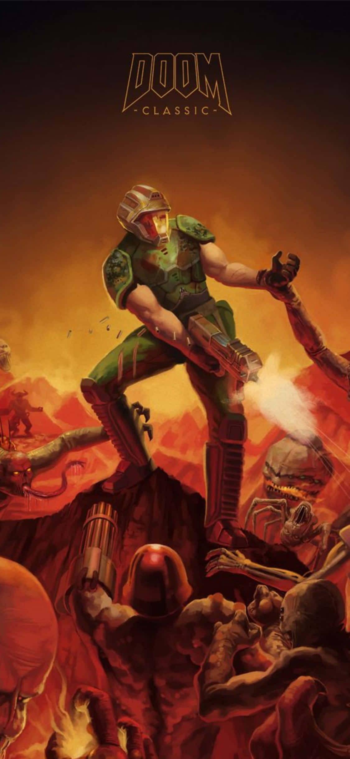 Φόντο Doom iPhone Xs με Πυροβολισμούς Ταπετσαρία
