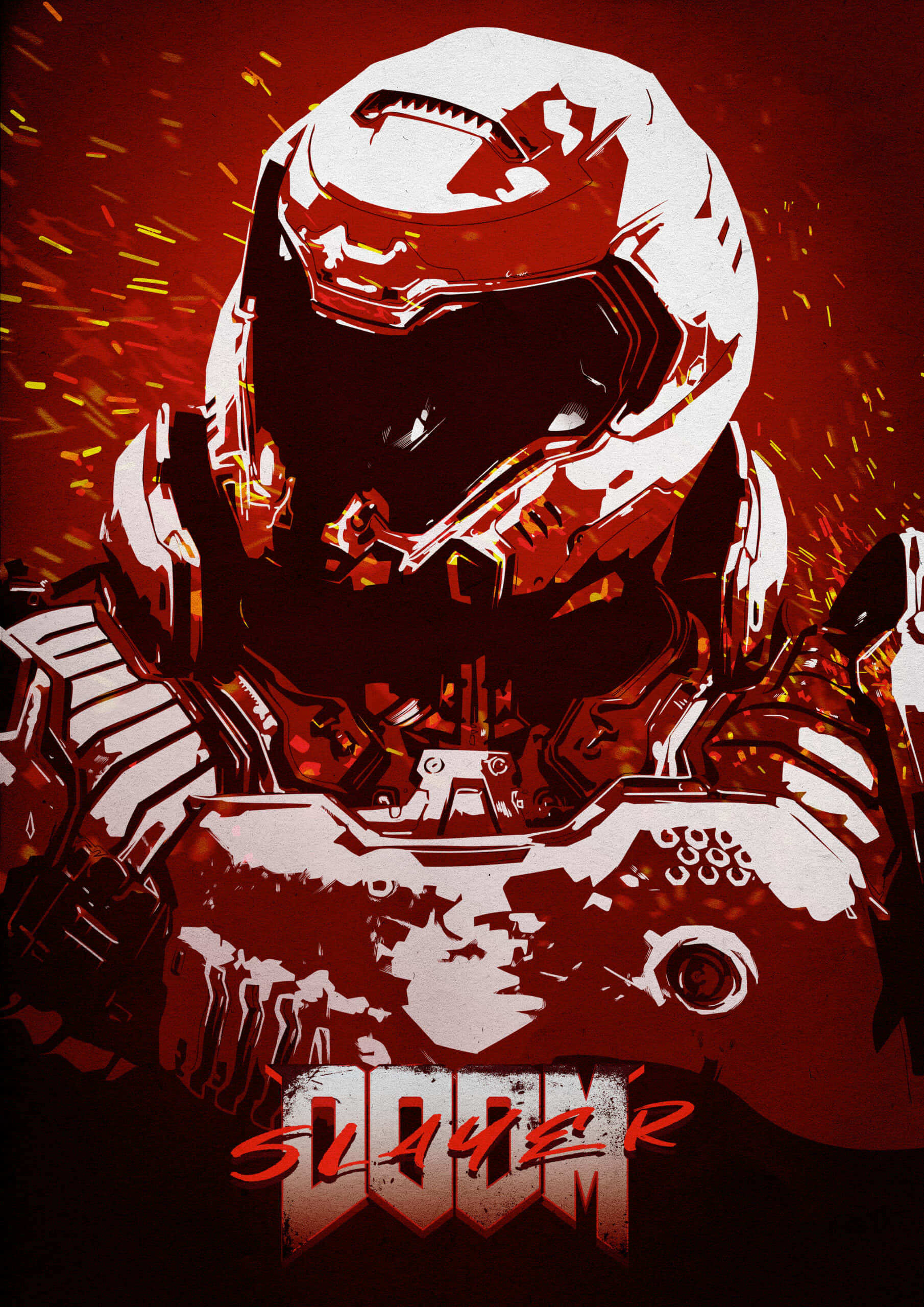 Ο Doom Slayer νικάει τους εχθρούς του. Ταπετσαρία