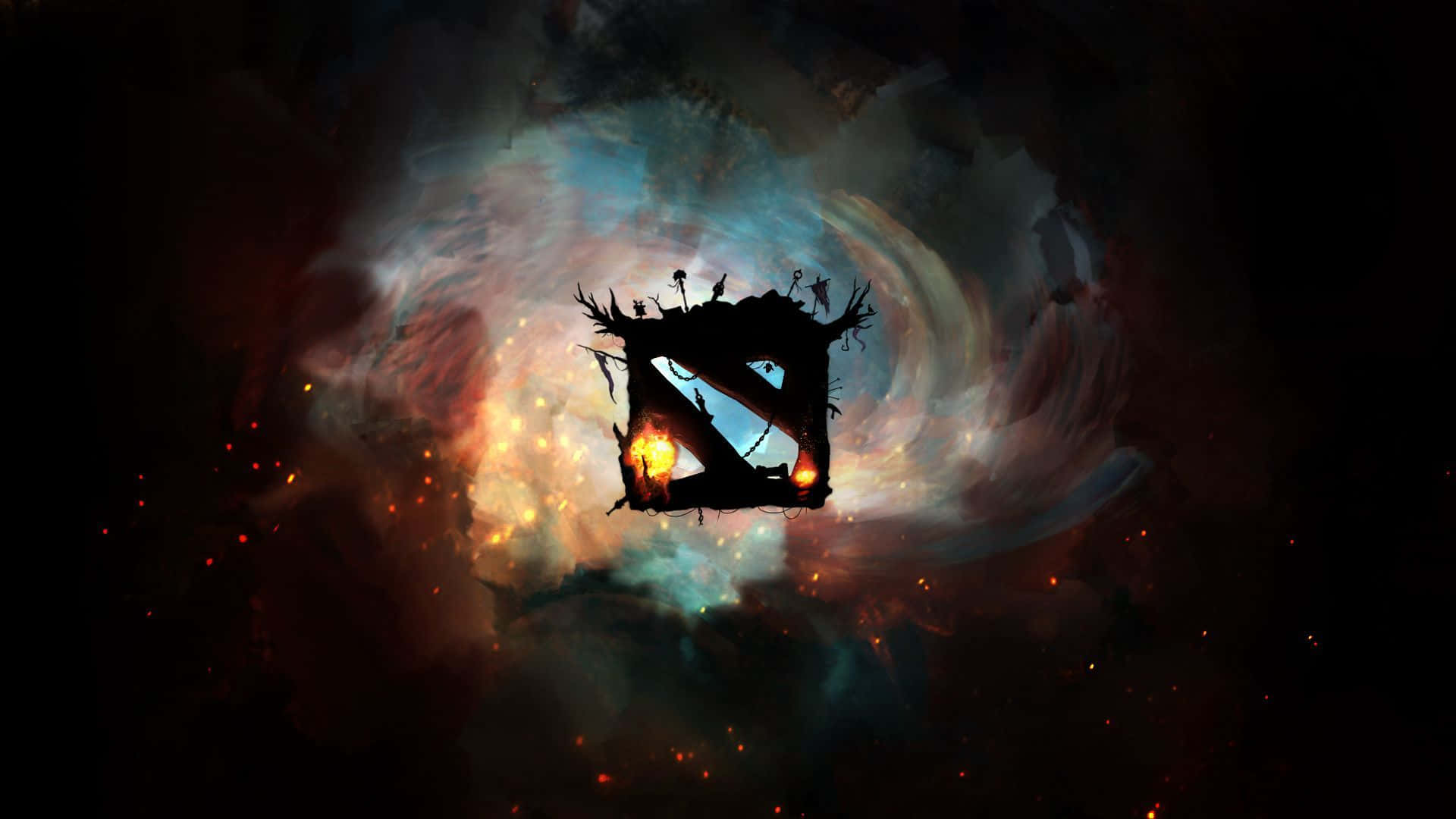 Λογότυπο Dota με Φωτιά και Καπνό Ταπετσαρία