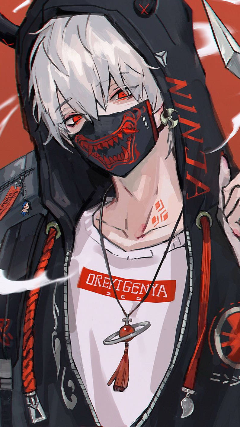Αγόρι με Μάσκα Edgy Anime Προφίλ Ταπετσαρία