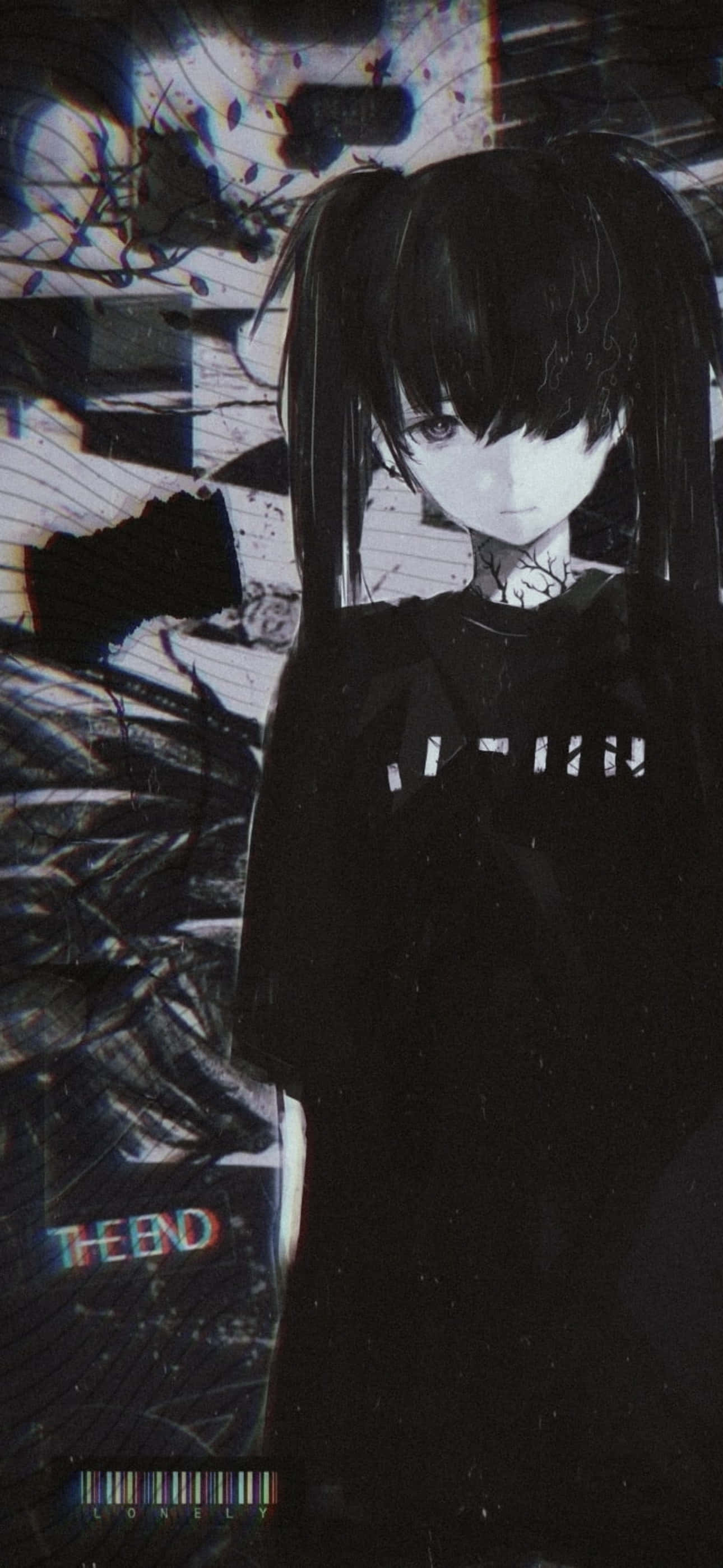 Emo Anime Κορίτσι iPhone σε Μαύρο Ταπετσαρία