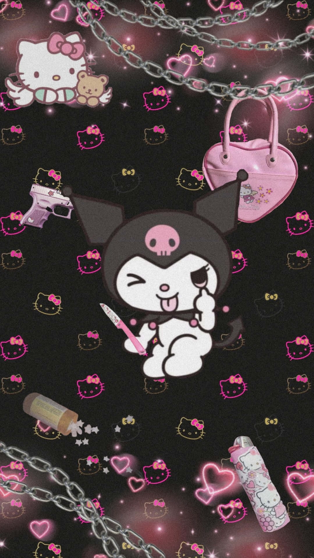 Emo Hello Kitty με Kuromi Ταπετσαρία