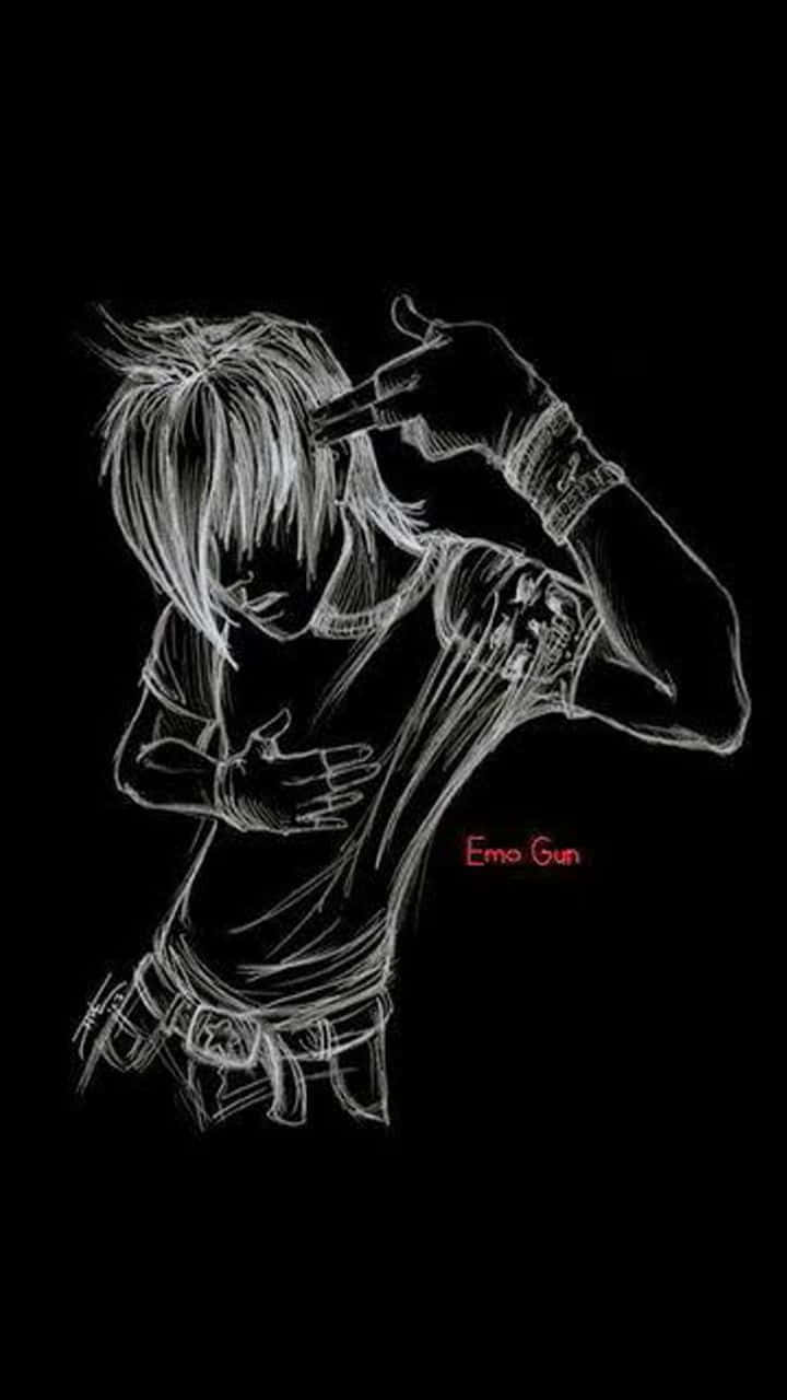 Emo iPhone με αγόρι σε μαύρο φόντο Ταπετσαρία