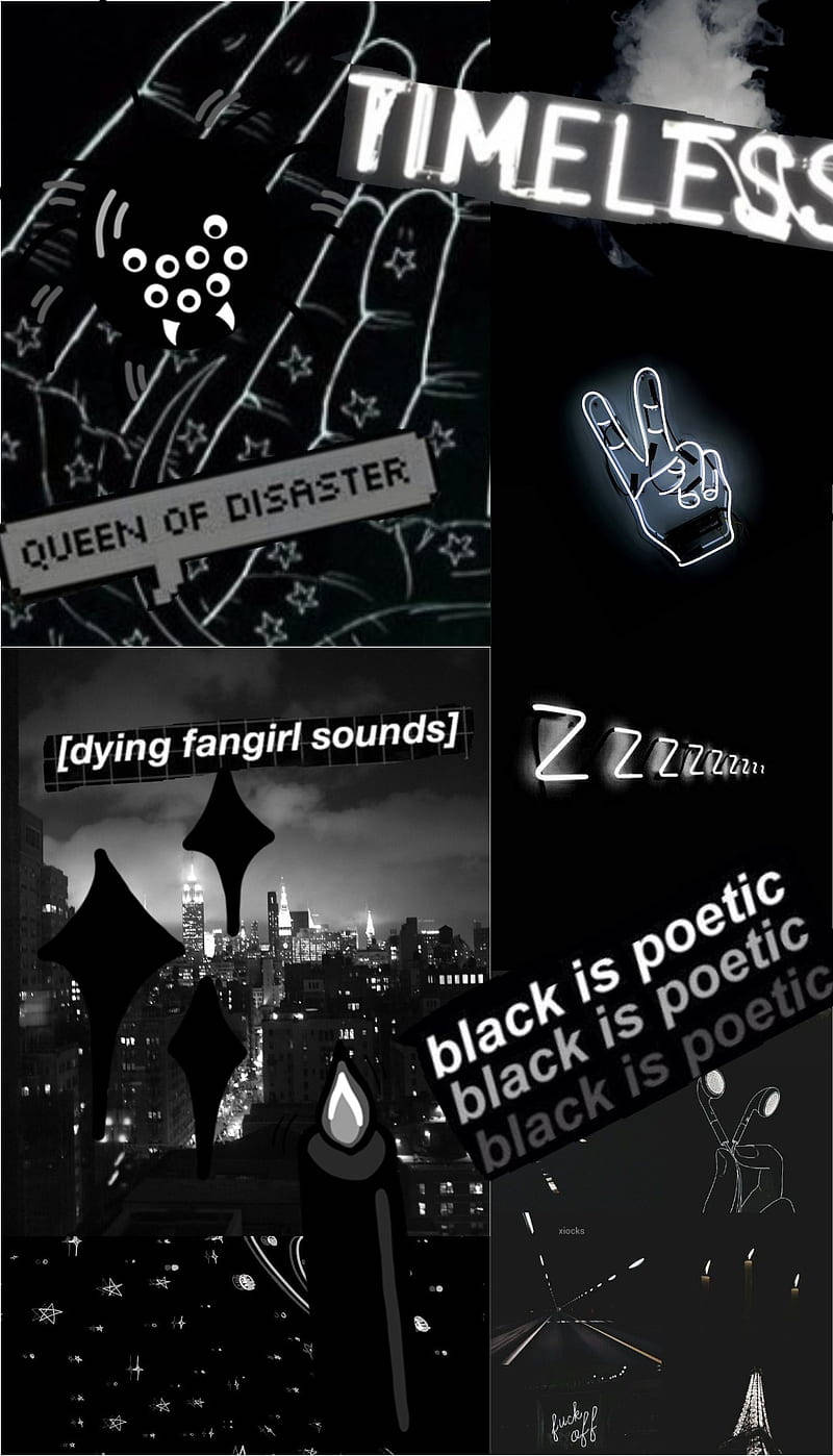 Emo Αισθητική σε Μαύρο Κολάζ Ταπετσαρία