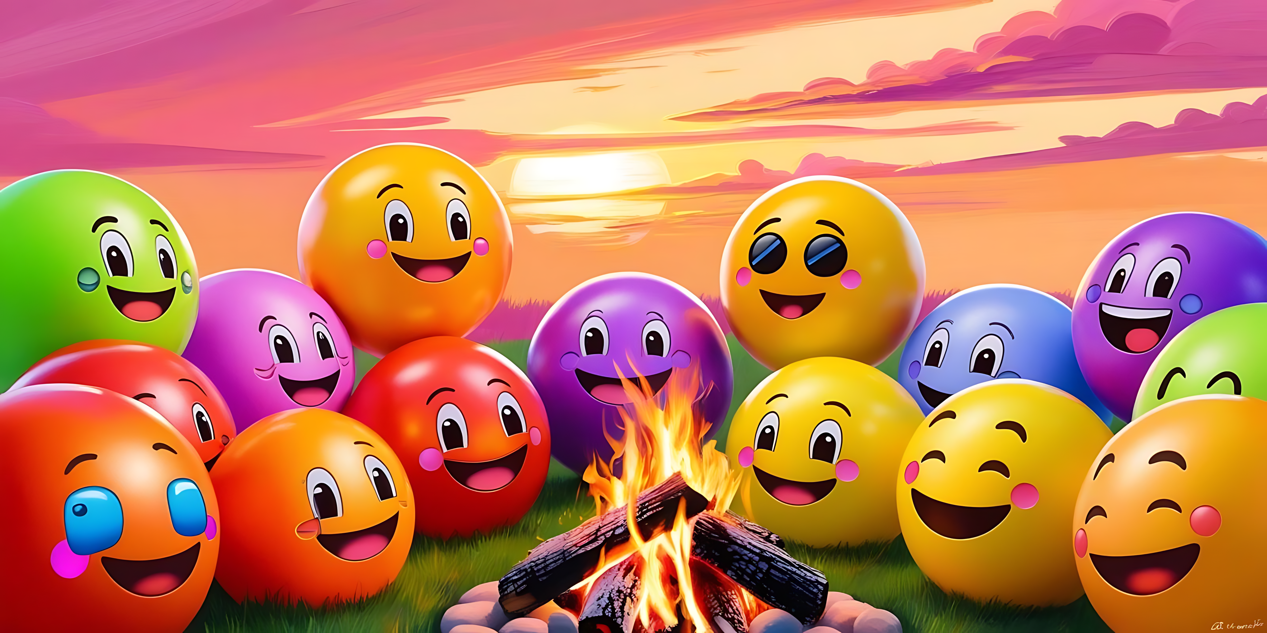Πολύχρωμες σφαίρες emoji Ταπετσαρία