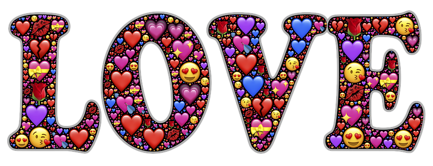 Χρωματιστά Emojis Κείμενο Αγάπης Ταπετσαρία