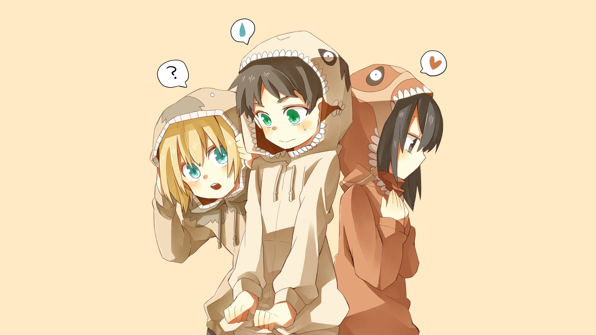 Eren Armin Mikasa Χαριτωμένα Hoodies Ταπετσαρία