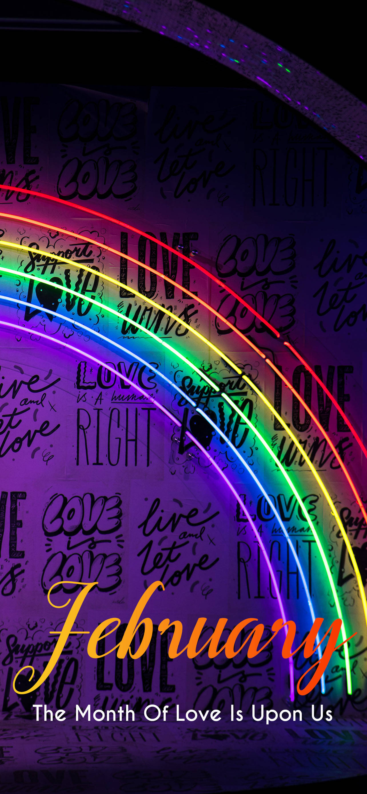 February With Neon Rainbow Ταπετσαρία