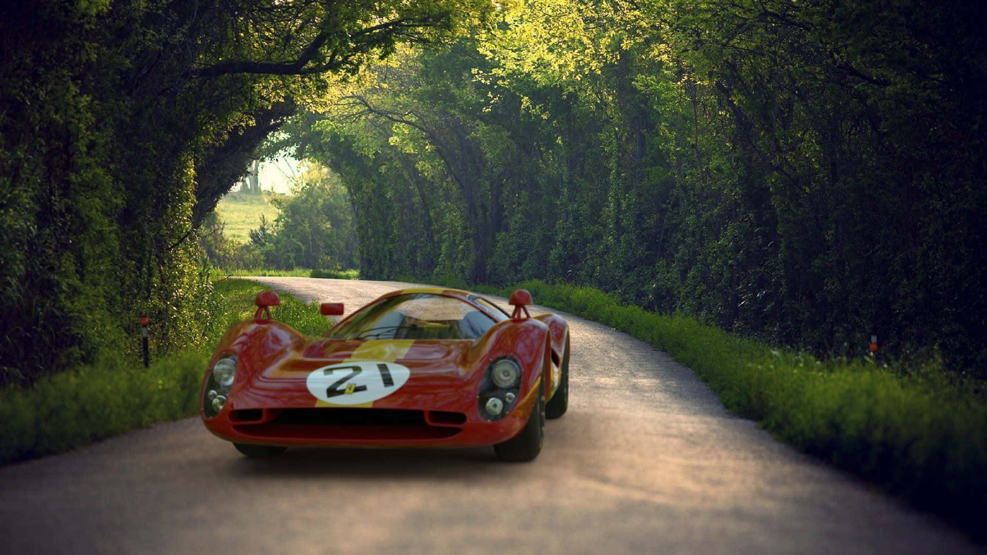 Ferrari 330 σε σκιερό δρόμο Ταπετσαρία