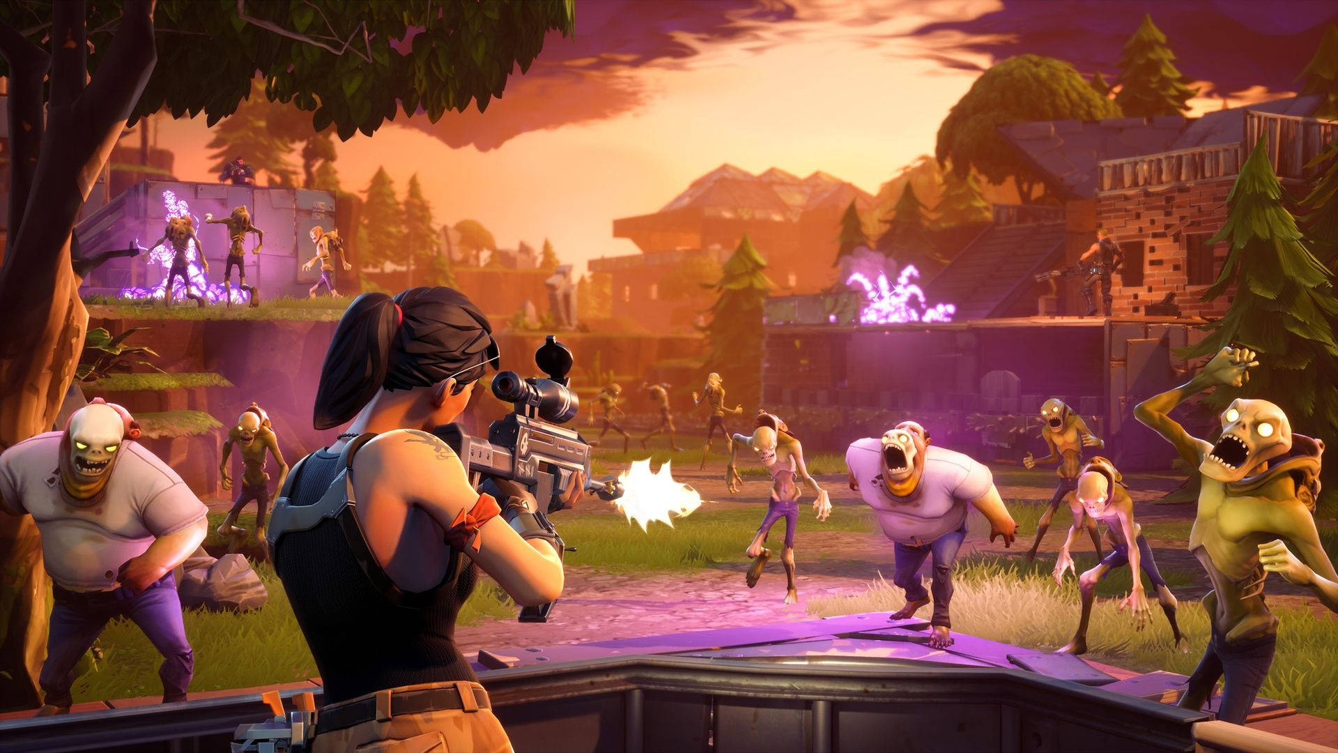 Μια Γυναίκα Στρατιώτης του Fortnite Ετοιμάζεται να Μπει στο Πεδίο Μάχης Ταπετσαρία