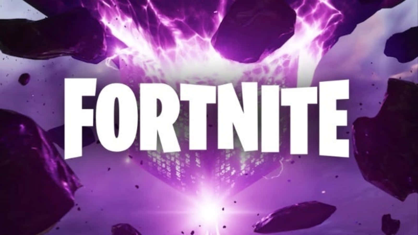 Δροσερό λογότυπο Fortnite με μοβ ηλεκτρικές εκκενώσεις Ταπετσαρία