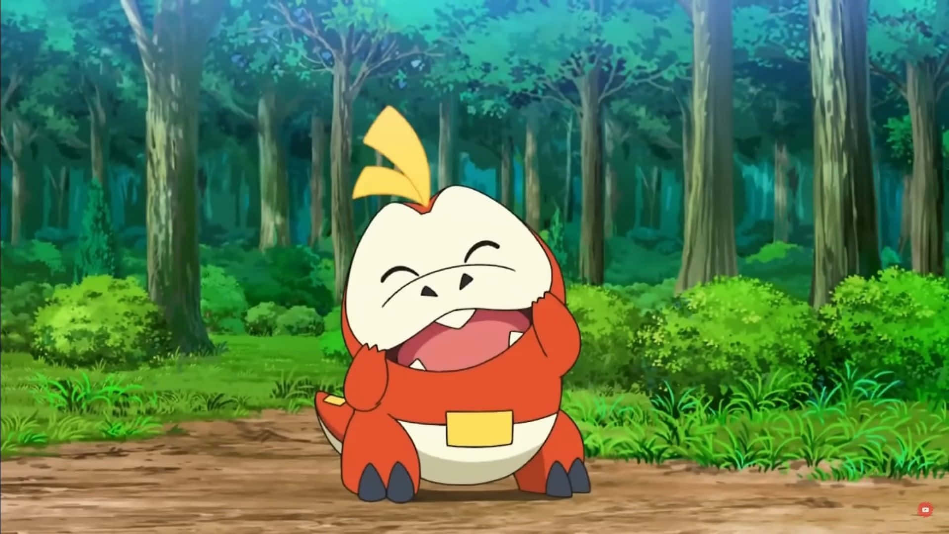 Fuecoco Pokémon με Φόντο τη Φύση Ταπετσαρία