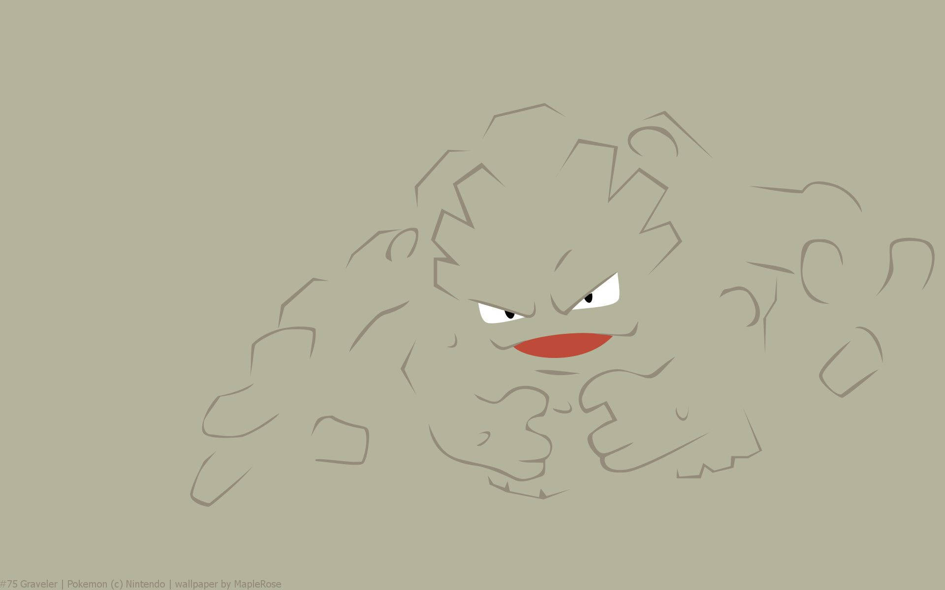 Εξελιγμένος Geodude Απλό Γκρι Περίγραμμα Ταπετσαρία
