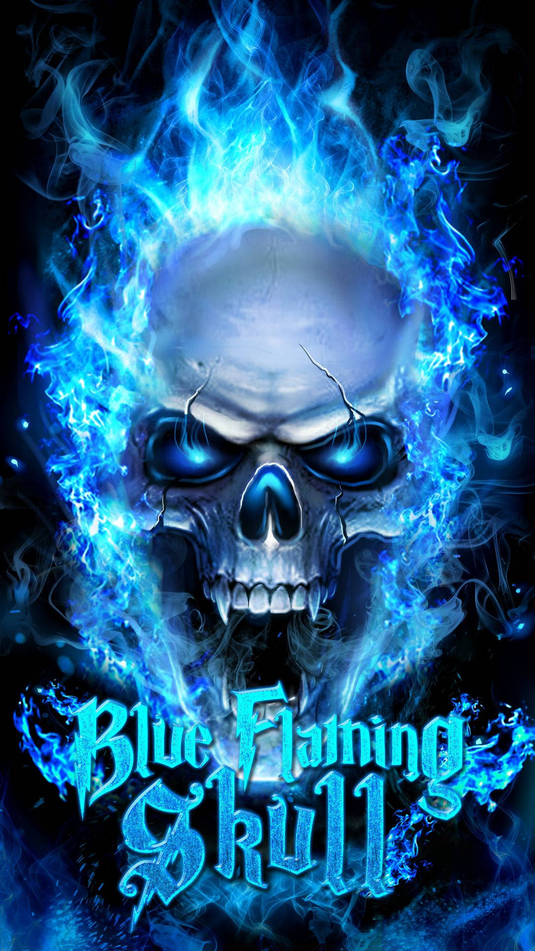 Μπλε Φλεγόμενο Κρανίο Ενός Ghost Rider Ταπετσαρία
