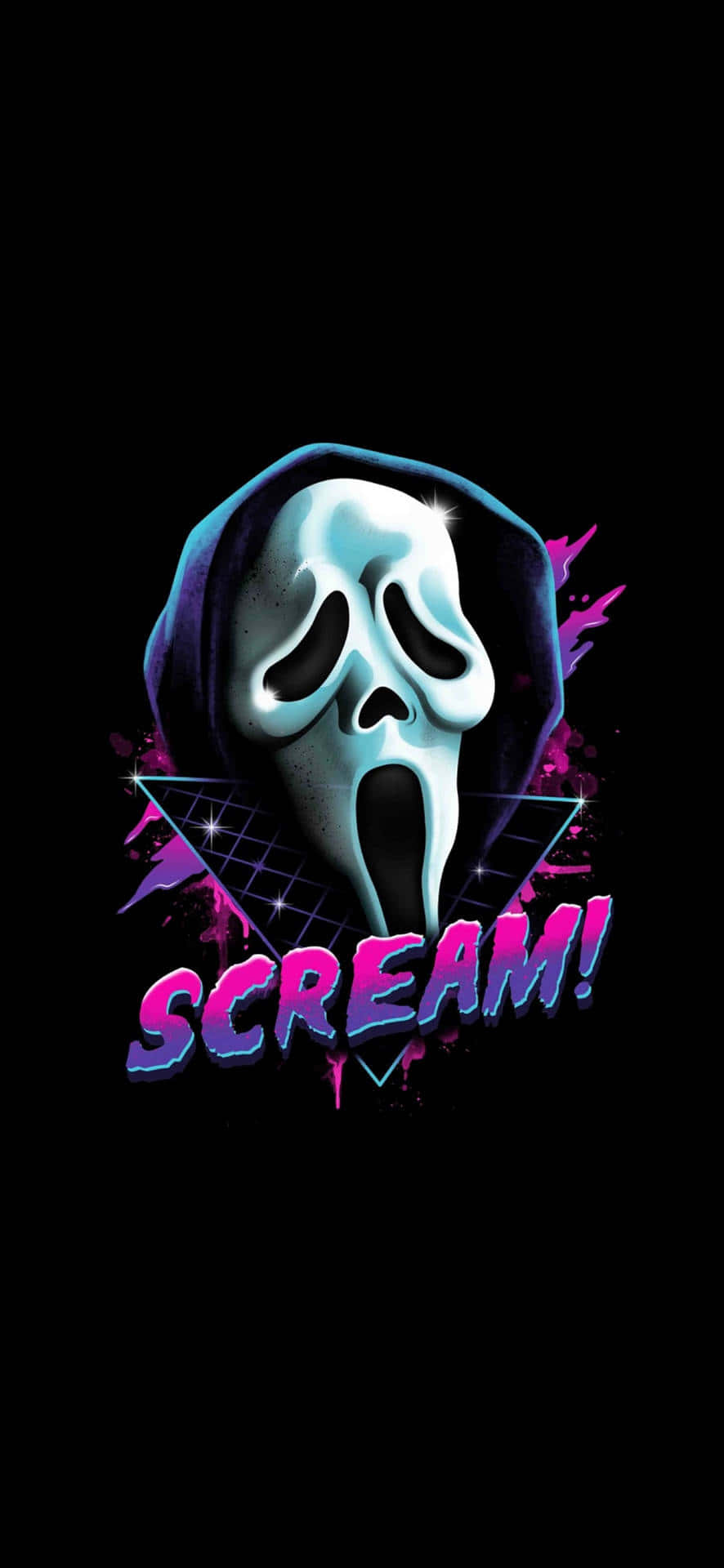 Μινιμαλιστικό Χαριτωμένο Ghostface Μαύρο Φόντο Ταπετσαρία