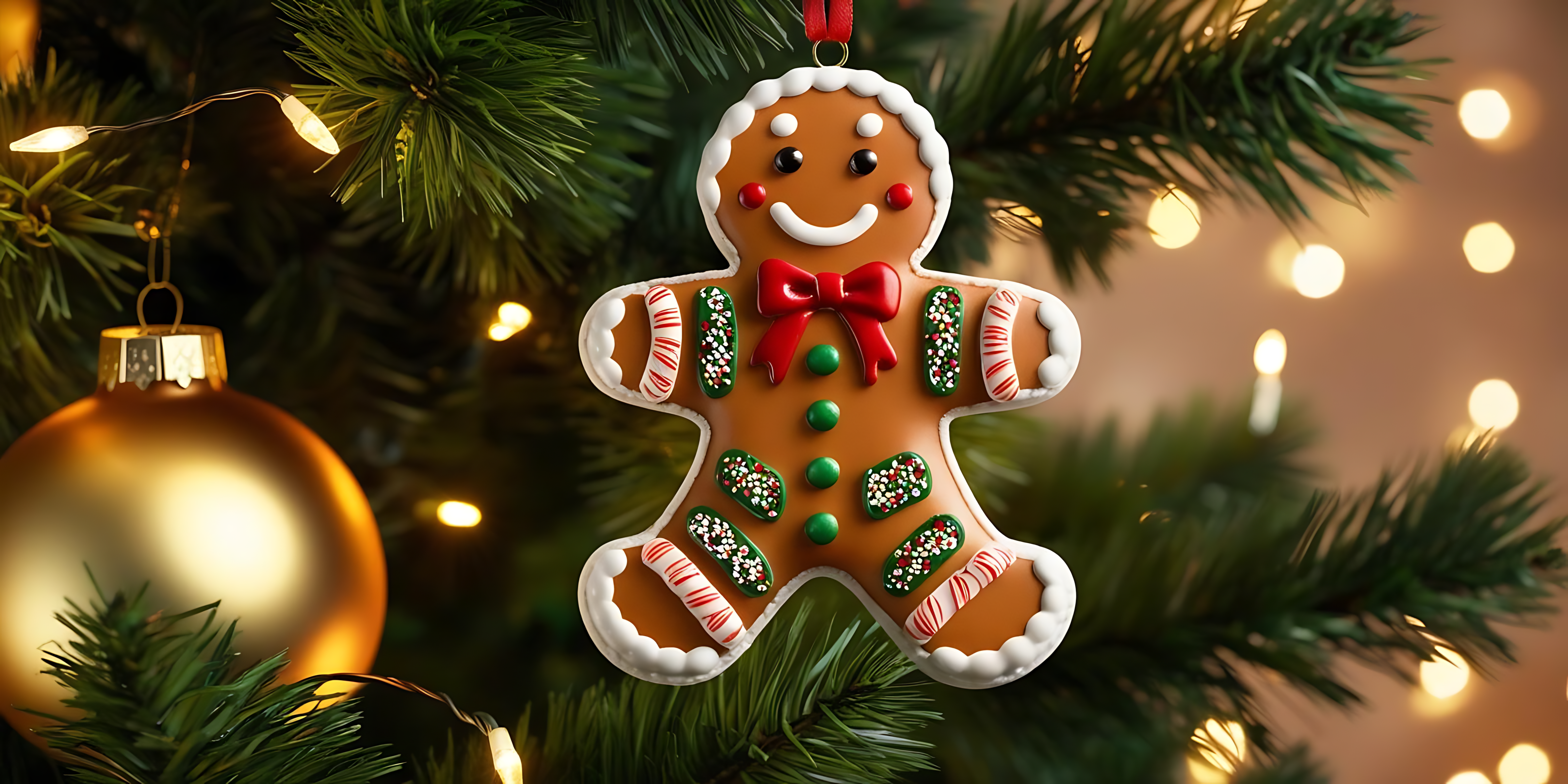 Μπισκότο gingerbread στολισμένο στο δέντρο Ταπετσαρία