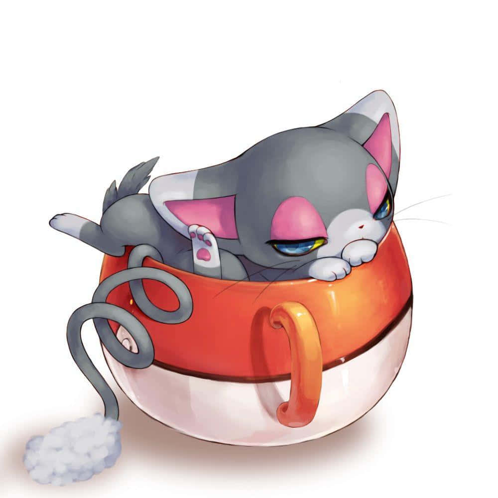 Glameow που κοιμάται σε κούπα Ταπετσαρία