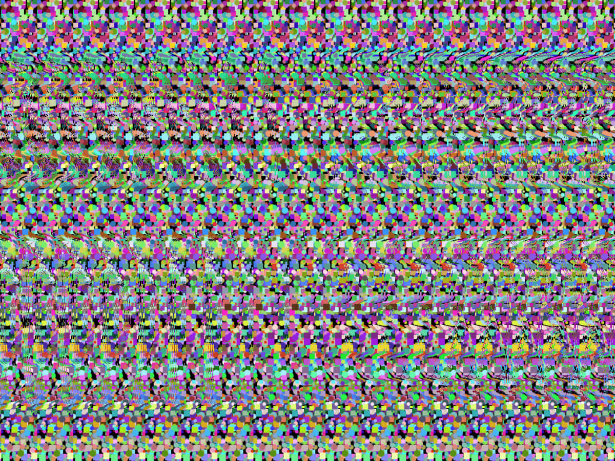 Αφηρημένο Glitch Μαγικό Μάτι 3D Στερεόγραμμα μια πολύχρωμη οθόνη τηλεόρασης με μοτίβο ουράνιου τόξου Ταπετσαρία