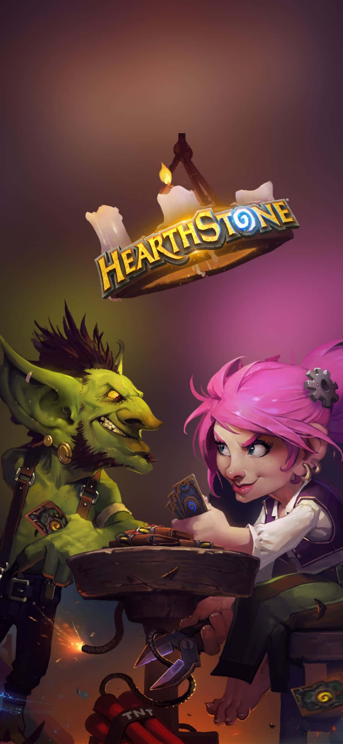 Goblin και Gnome Παίζουν Φόντο Hearthstone για iPhone XS Ταπετσαρία