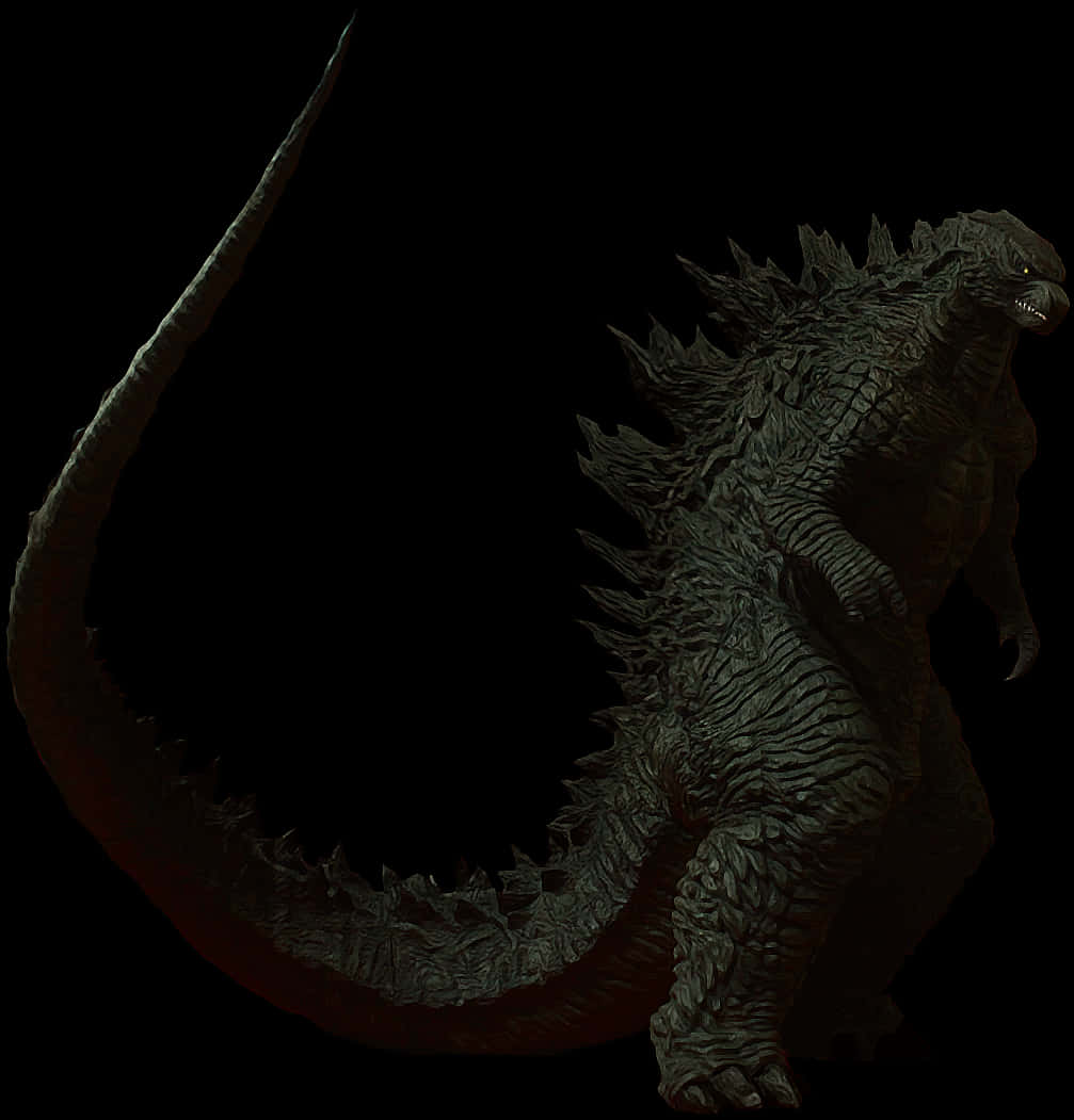 Σιλουέτα Godzilla σε Μαύρο Φόντο Ταπετσαρία