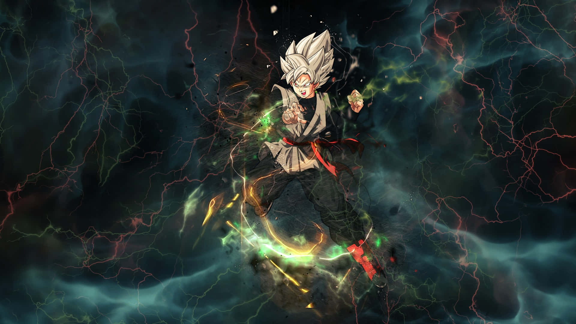 Goku Black σε Πολεμική Στάση με Φλογερή Αύρα Ταπετσαρία