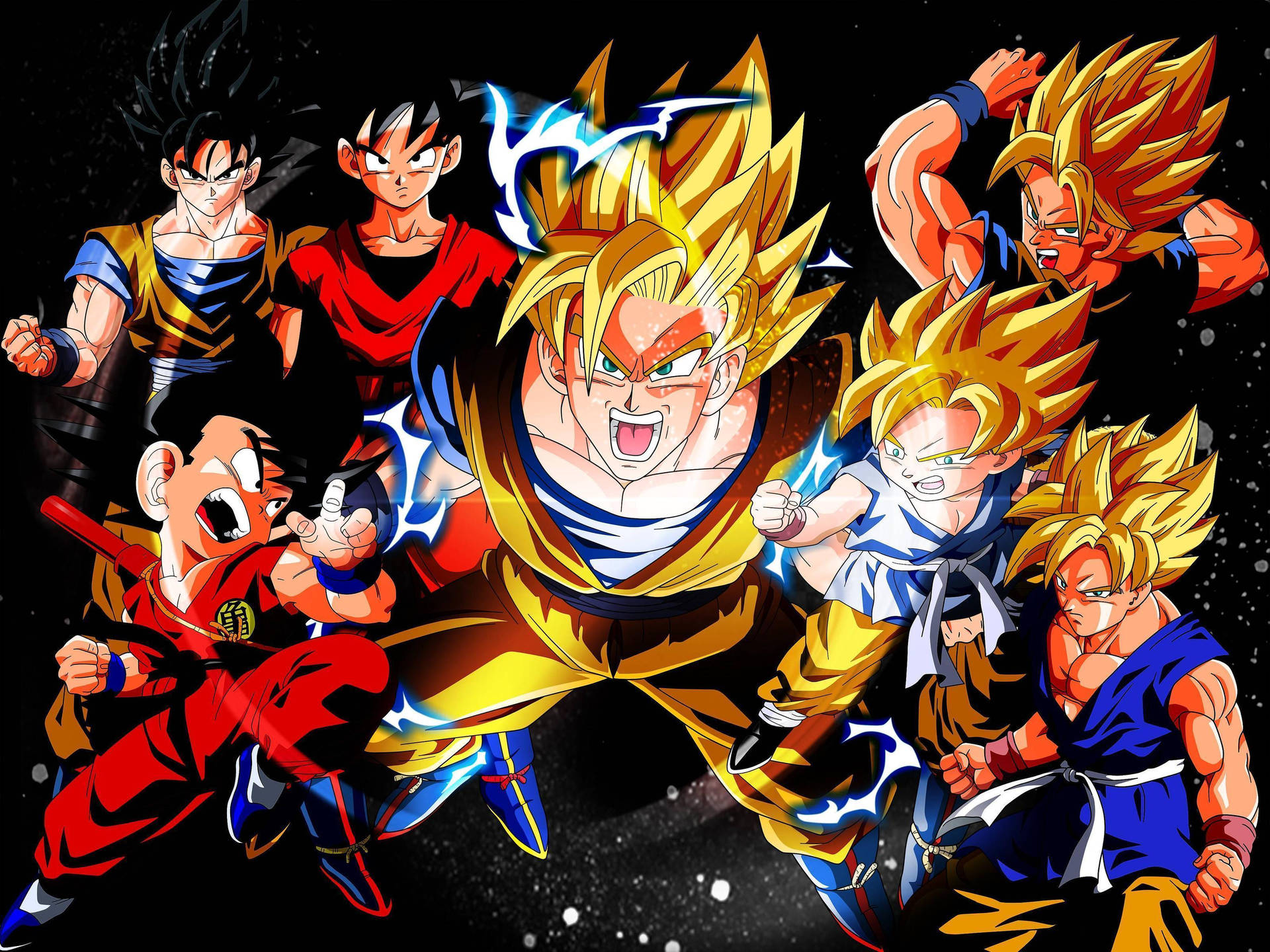 Ταπετσαρία διαφόρων σταδίων Super Saiyan του Goku. — Goku Ταπετσαρία