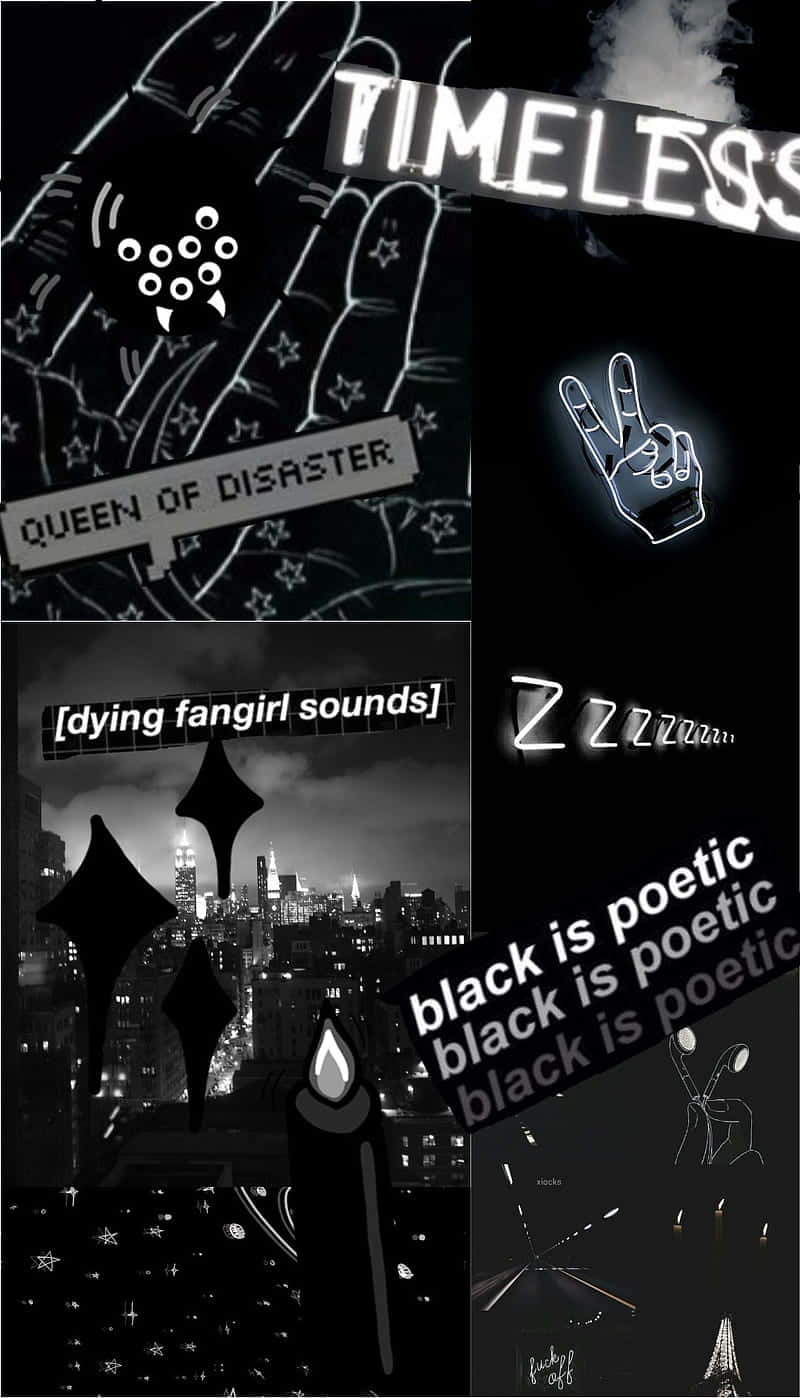Goth Collage Μαύρο Αισθητικό Φόντο Ταπετσαρία