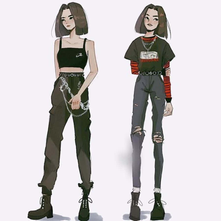 Μόδα Grunge Anime Κορίτσι Ταπετσαρία