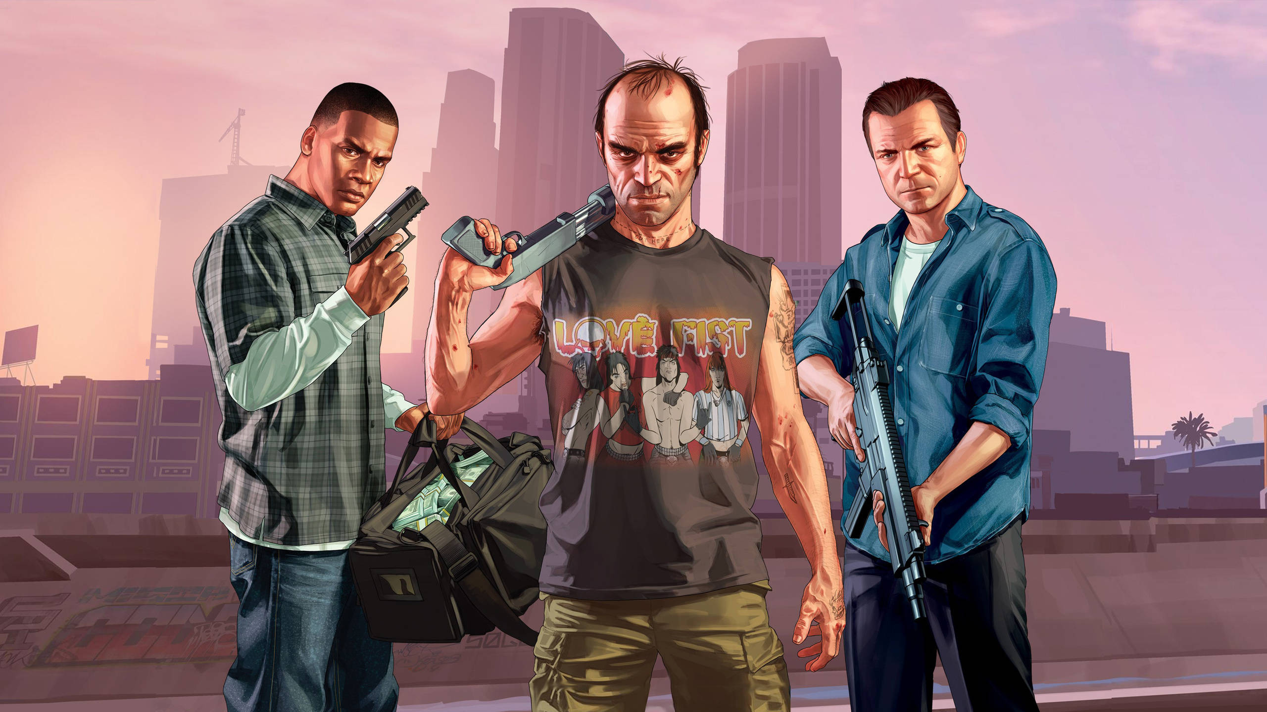 GTA 5 2560x1440 Σκληροί Χαρακτήρες Ταπετσαρία