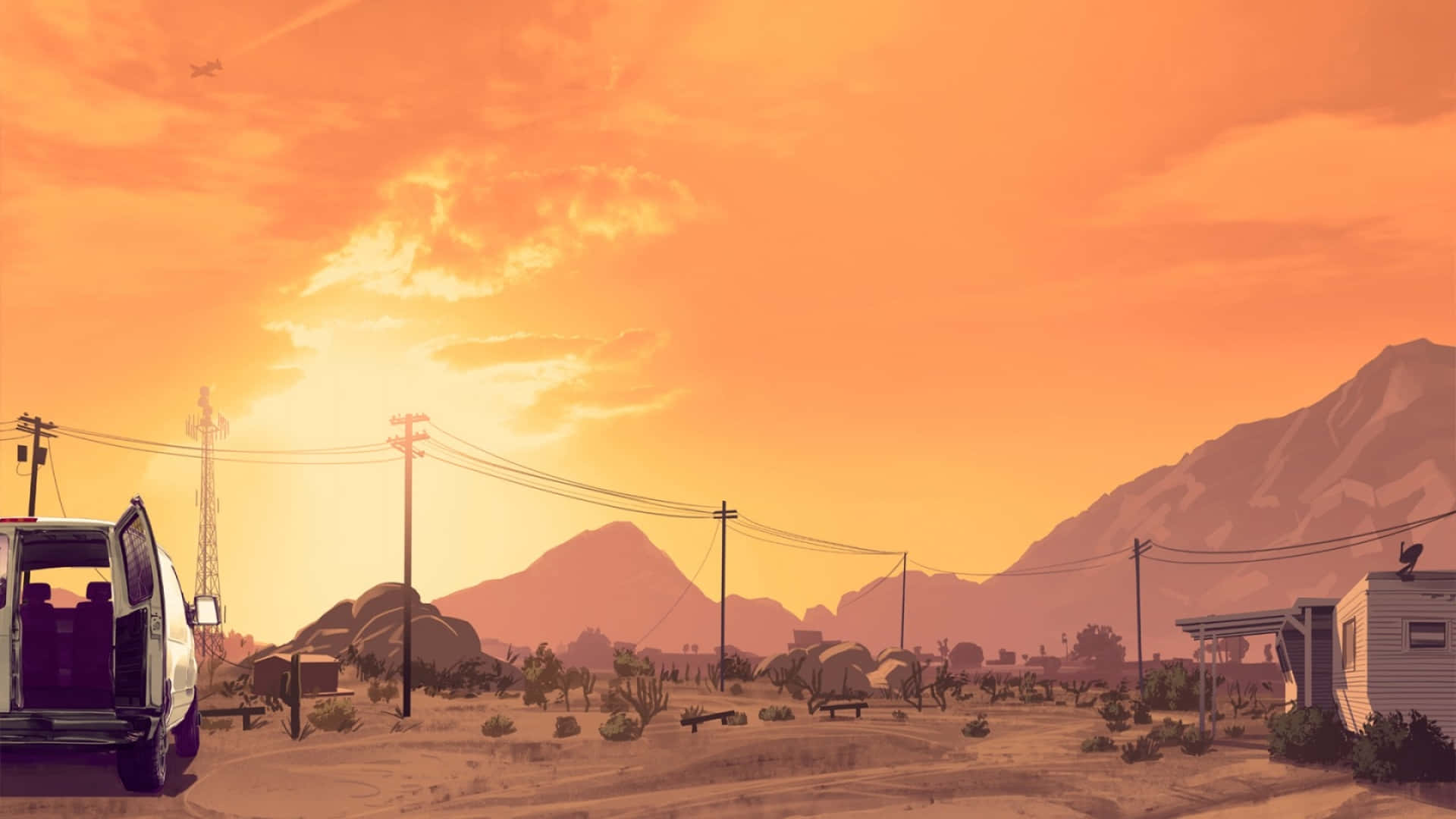 Gta Φόντο Πορτοκαλοί Ουρανοί Πάνω Από Τα Βουνά Ταπετσαρία