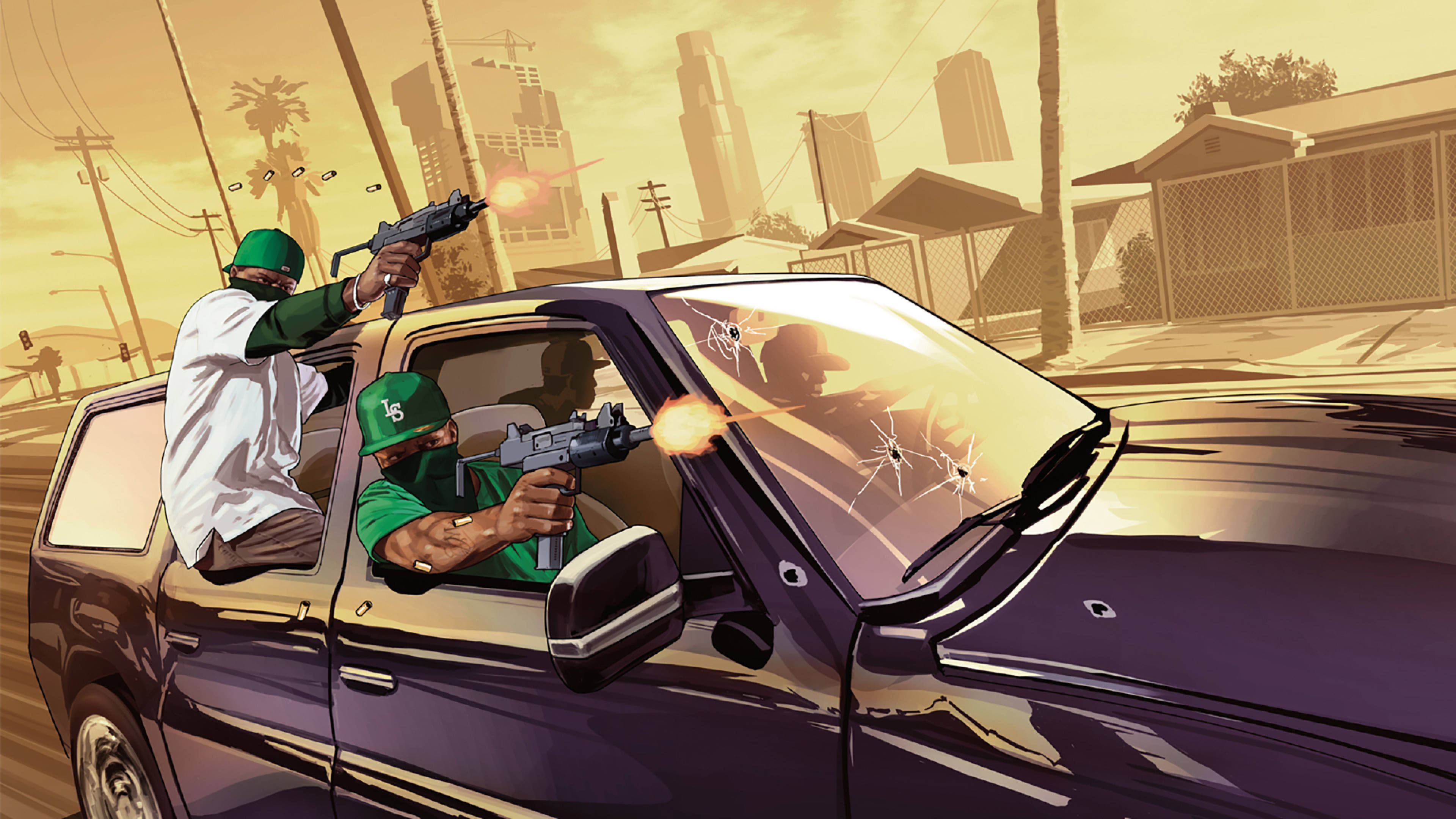 GTA SA 4K Πυροβολισμοί σε Αυτοκίνητο Ταπετσαρία