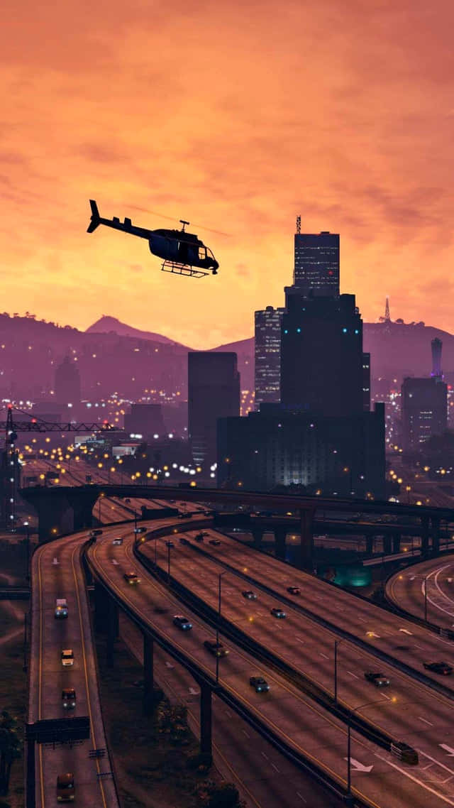 GTA Φόντο Ελικόπτερο να Πετά Πάνω από το Λος Σάντος Ταπετσαρία