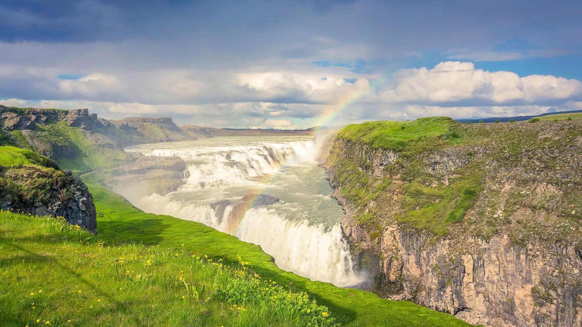 Καταρράκτης Gullfoss στη Νοτιοδυτική Ισλανδία, λήψη ευρείας γωνίας Ταπετσαρία